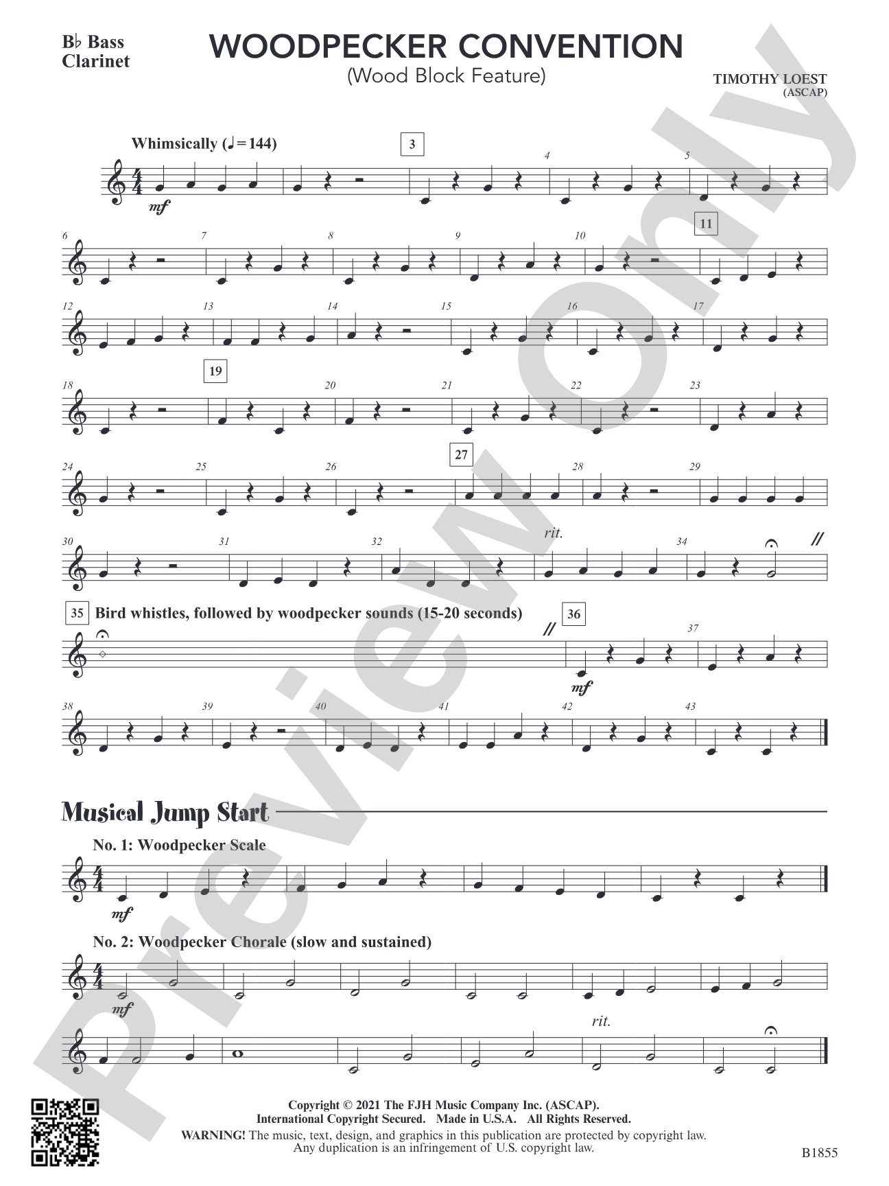 Woodpecker Convention (Wood Block Feature): B-flat Bass Clarinet