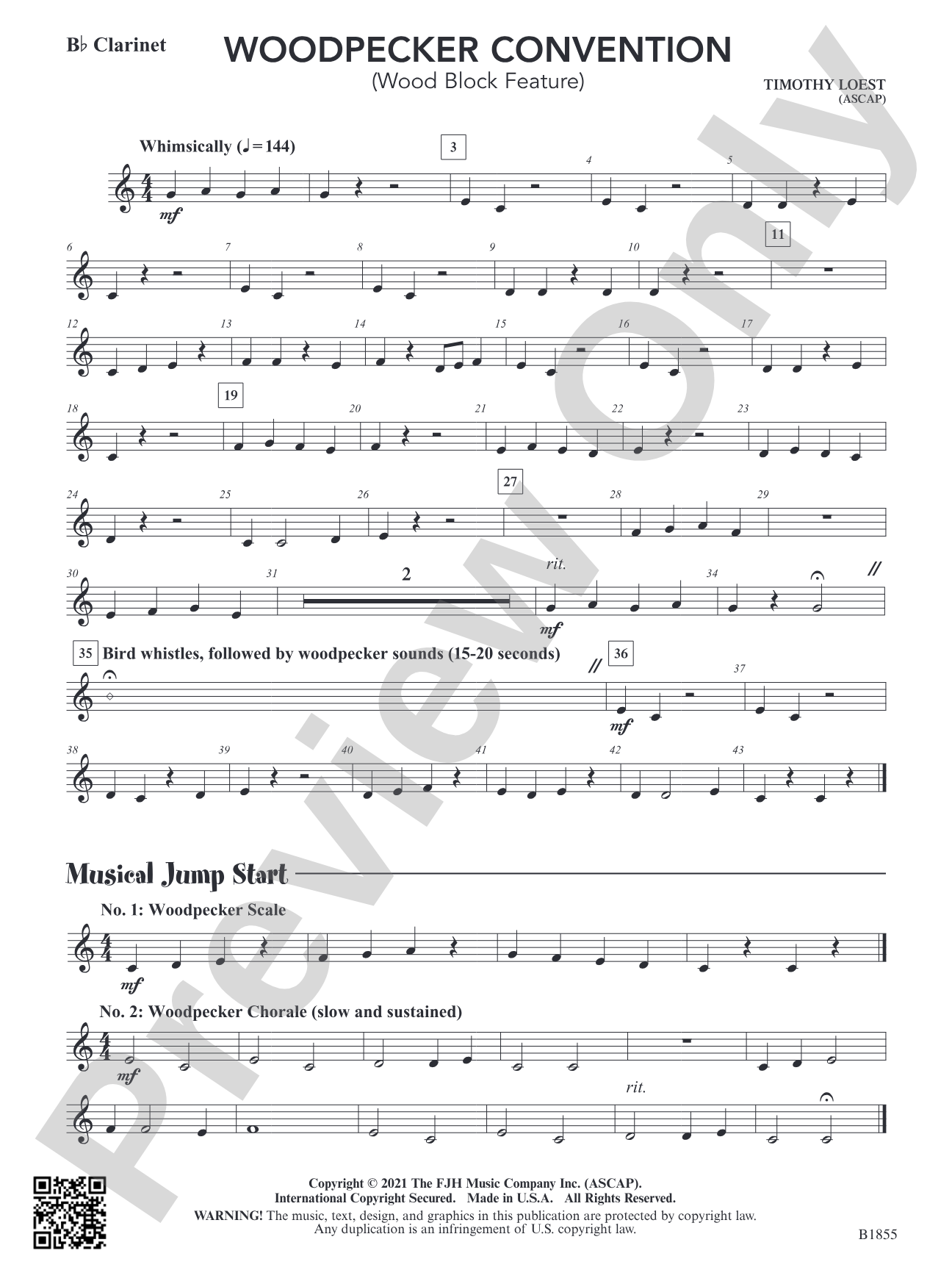 Woodpecker Convention (Wood Block Feature): B-flat Clarinet