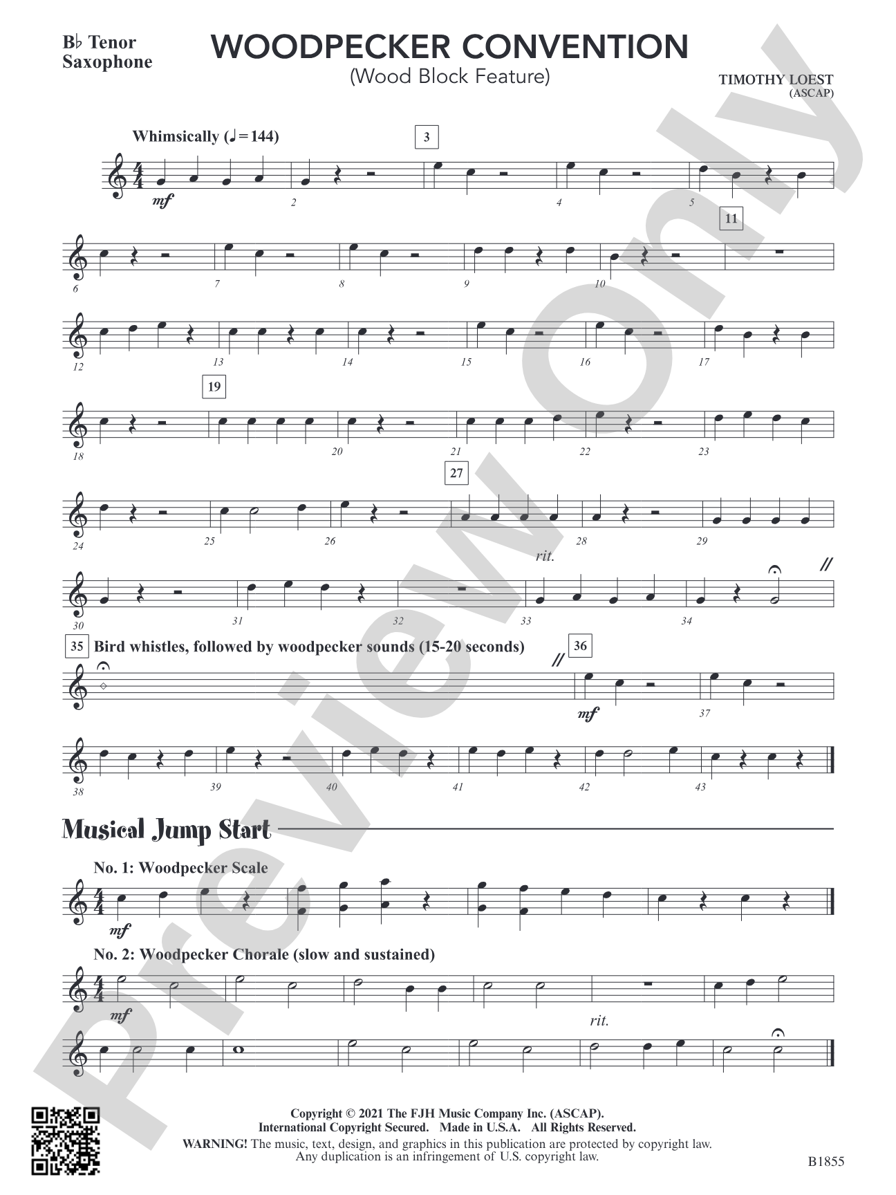 Woodpecker Convention (Wood Block Feature): B-flat Tenor Saxophone