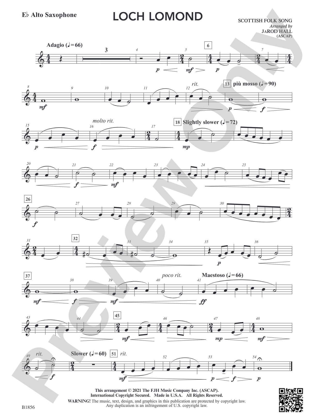 Loch Lomond: E-flat Alto Saxophone