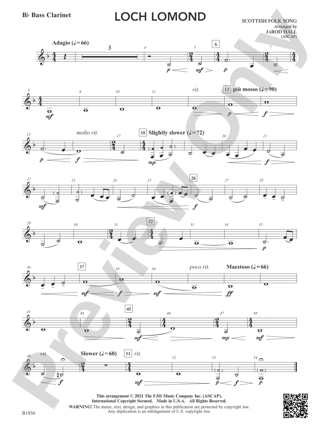 Loch Lomond: B-flat Bass Clarinet