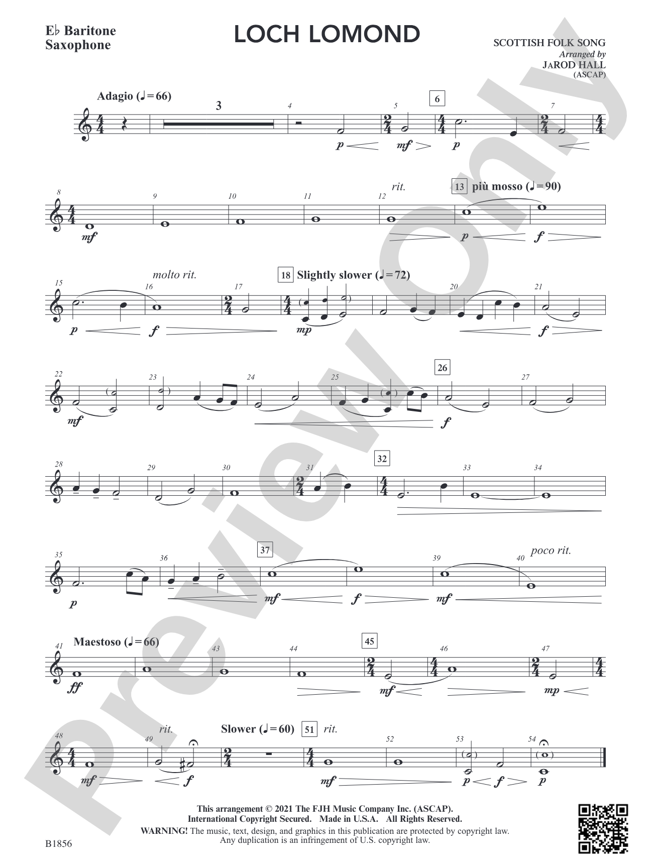 Loch Lomond: E-flat Baritone Saxophone