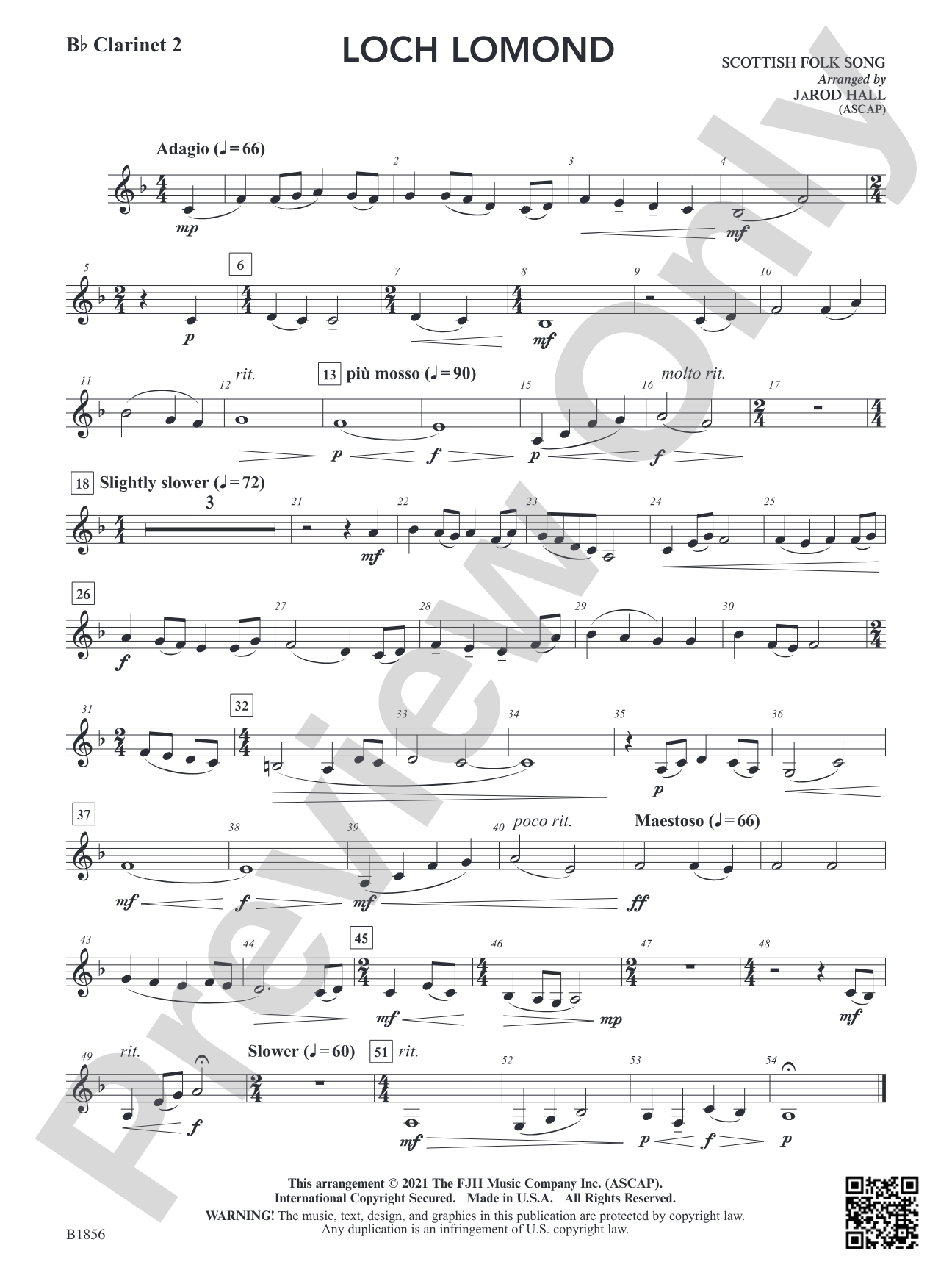 Loch Lomond: B-flat Clarinet 2