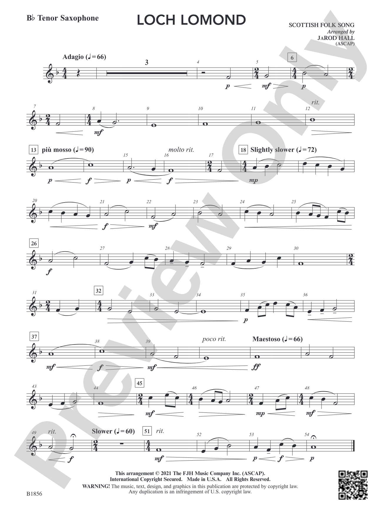 Loch Lomond: B-flat Tenor Saxophone