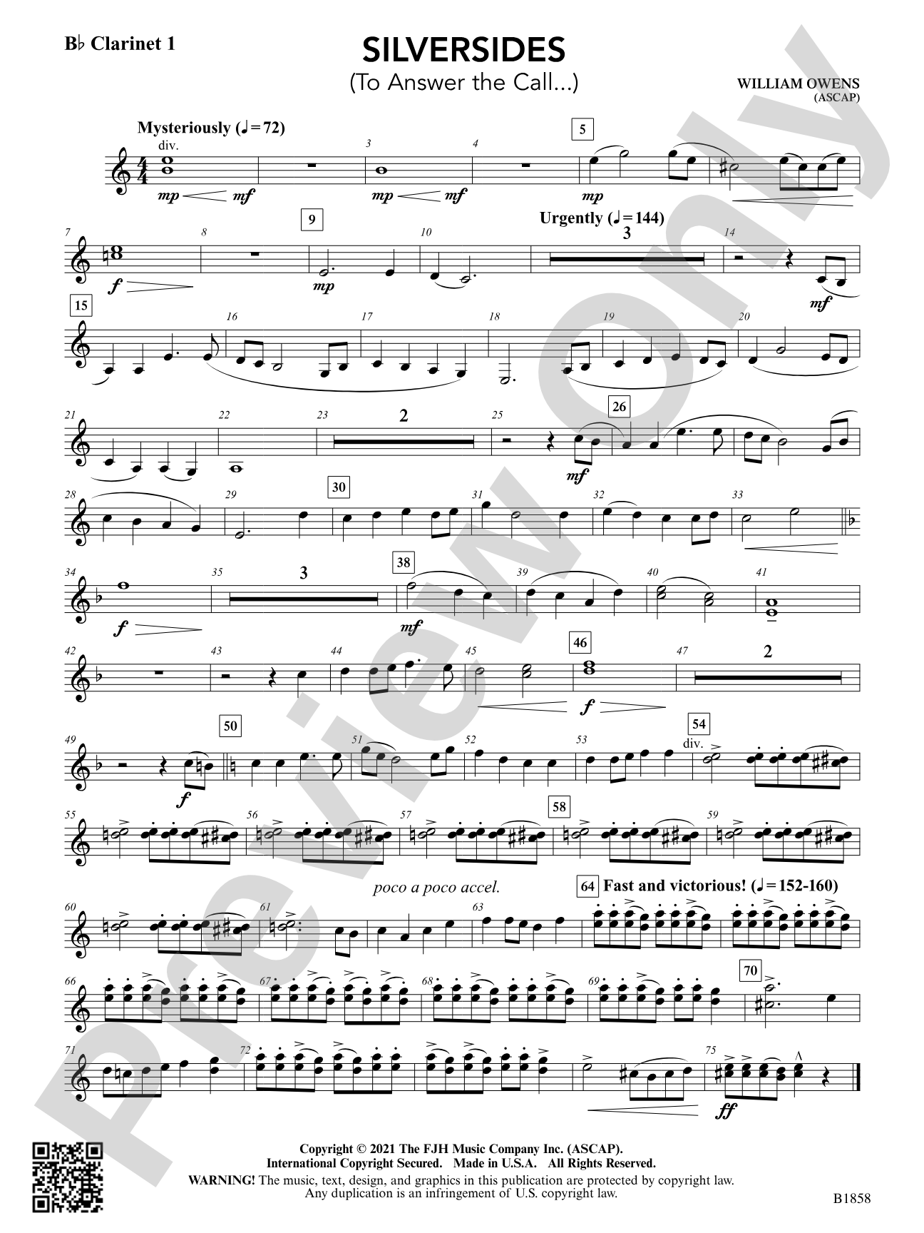 Silversides: B-flat Clarinet 1