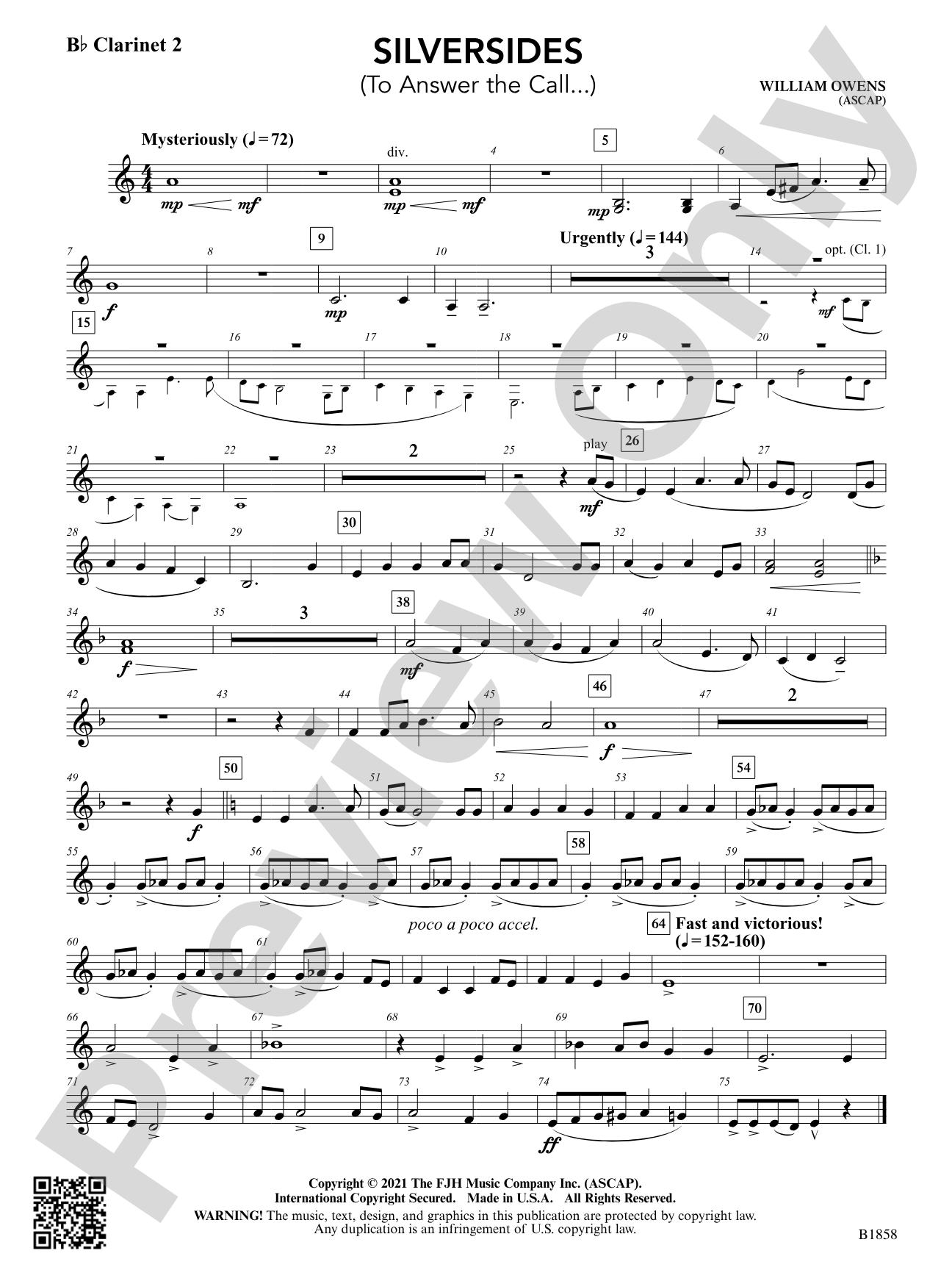 Silversides: B-flat Clarinet 2