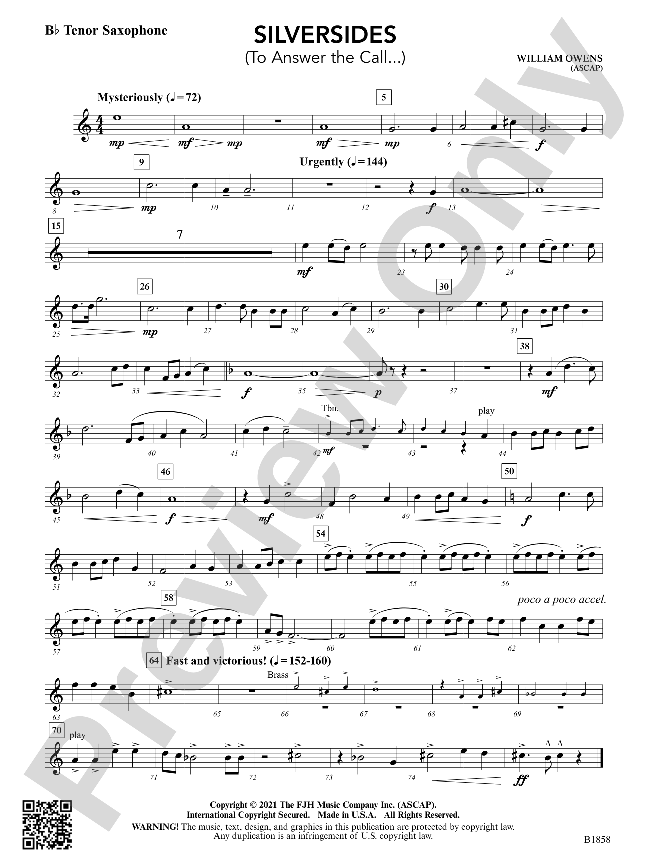 Silversides: B-flat Tenor Saxophone