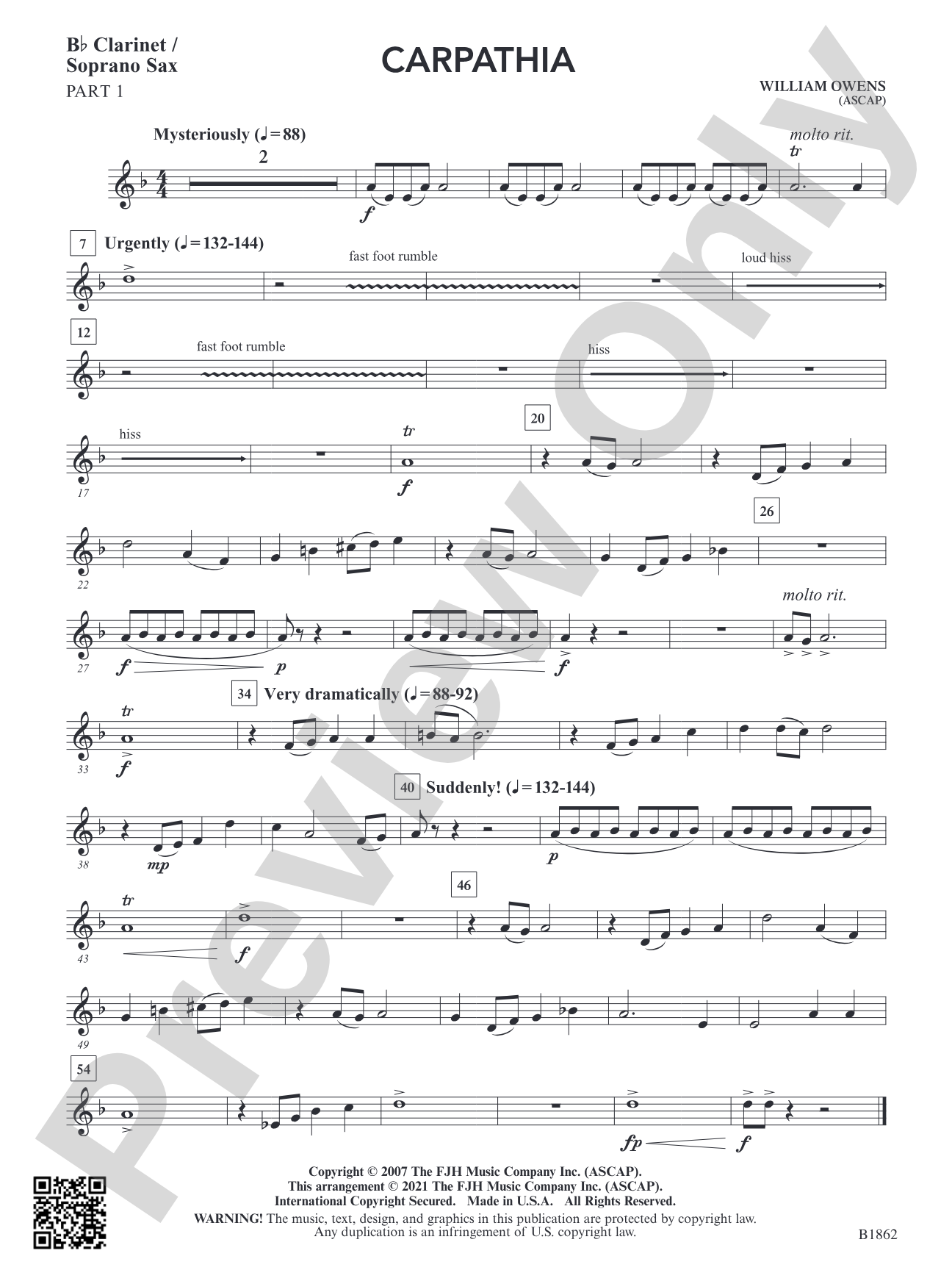 Carpathia: Part 1 - B-flat Clarinet / Soprano Sax