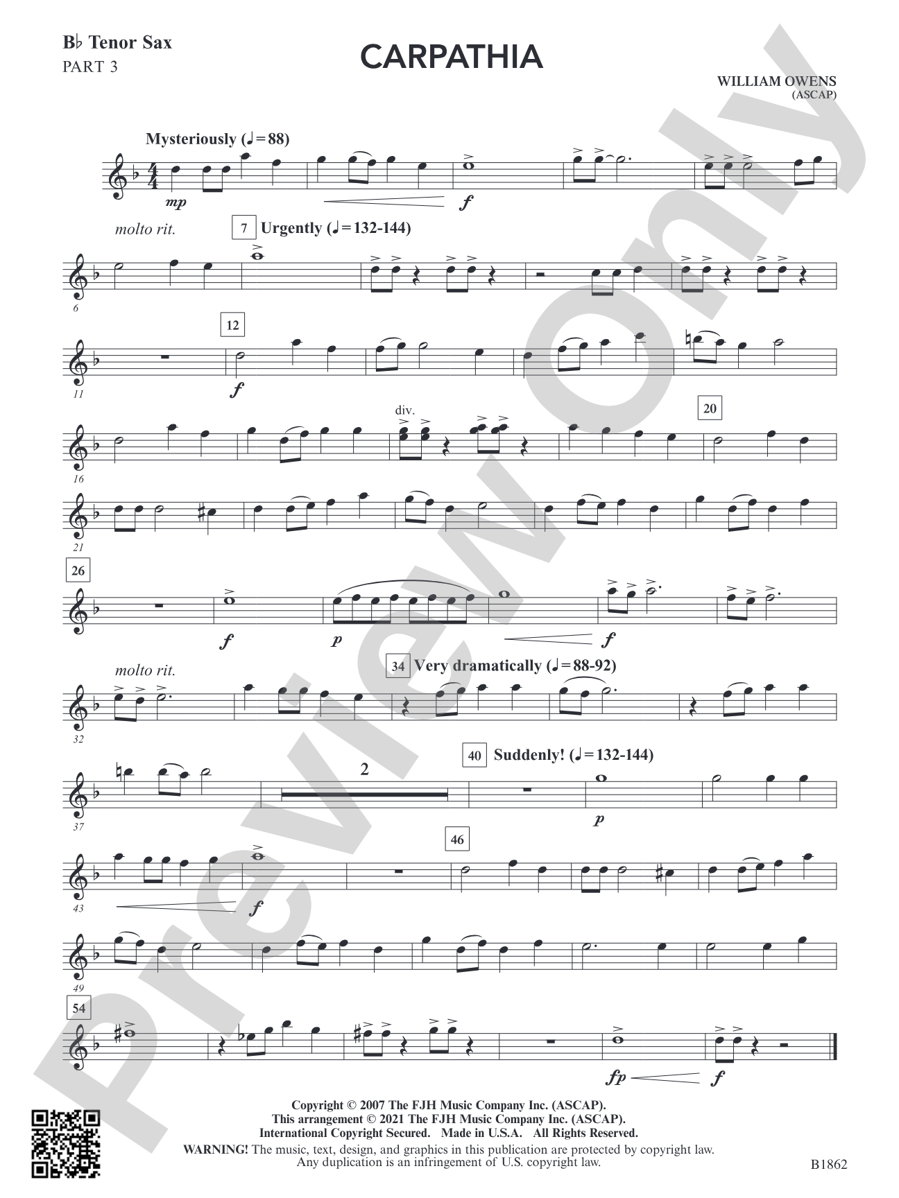 Carpathia: Part 3 - B-flat Tenor Sax