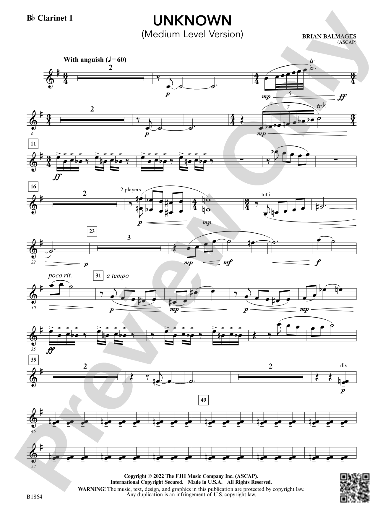 Unknown: B-flat Clarinet 1