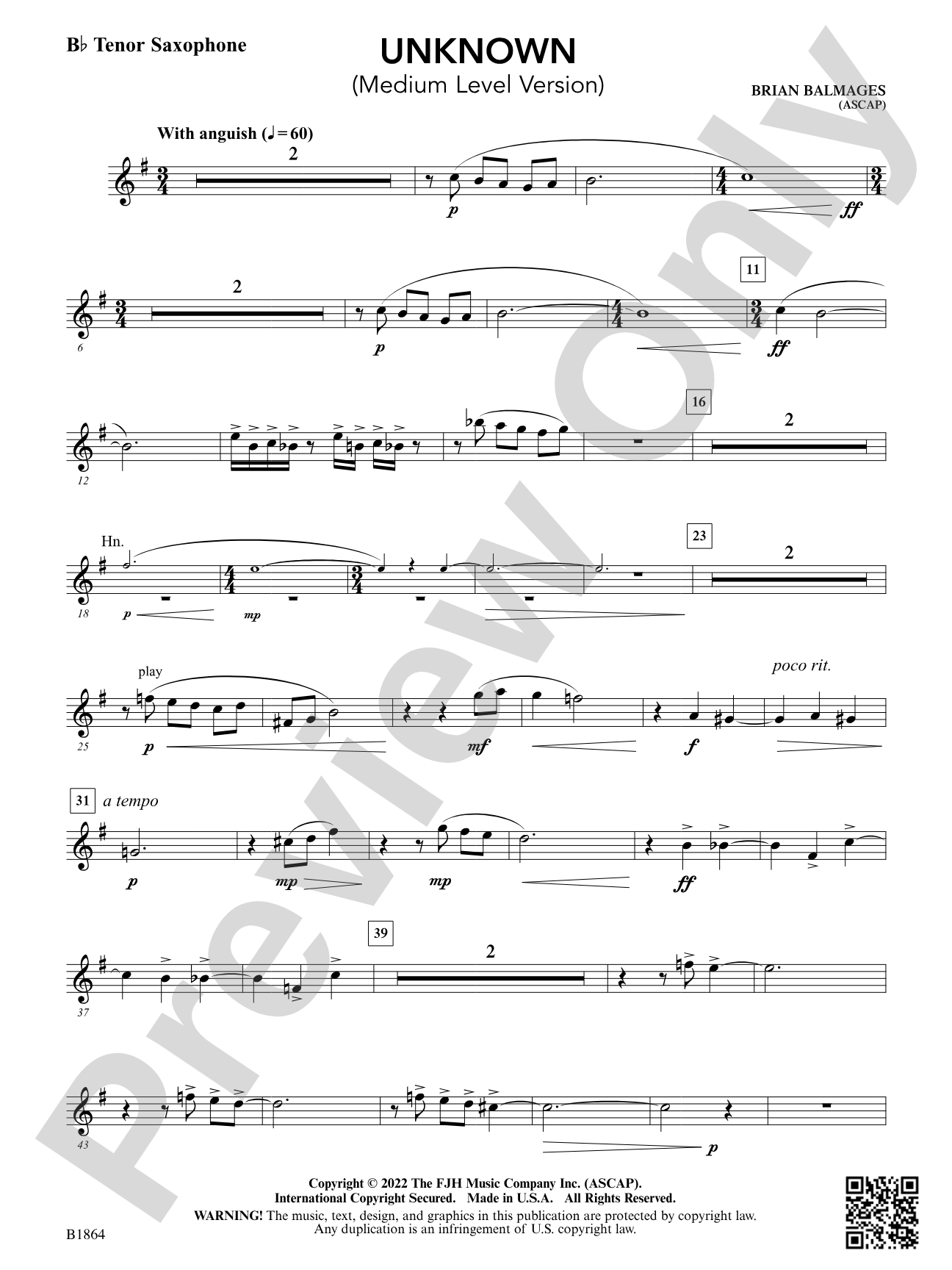 Unknown: B-flat Tenor Saxophone