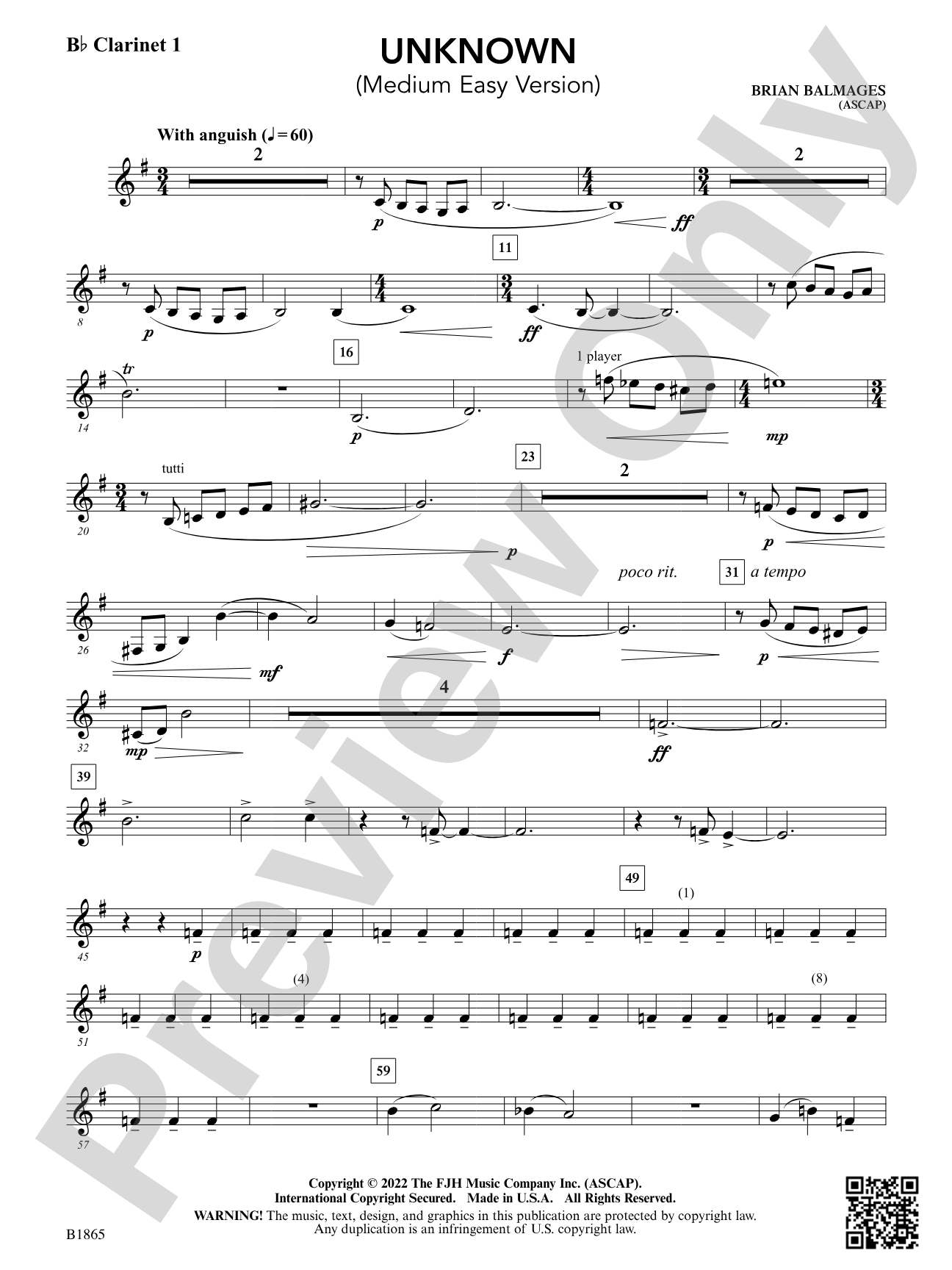 Unknown: B-flat Clarinet 1