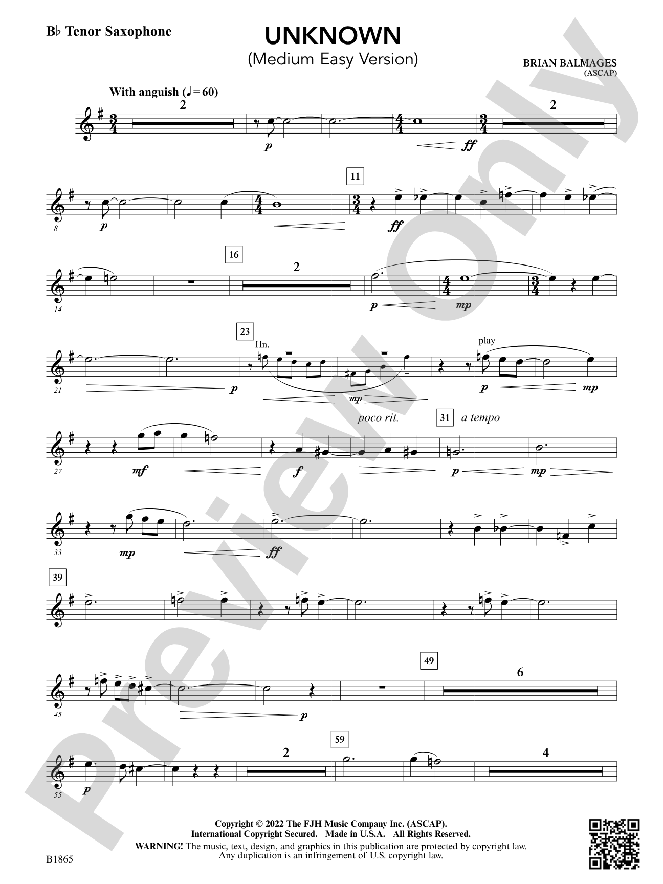 Unknown: B-flat Tenor Saxophone