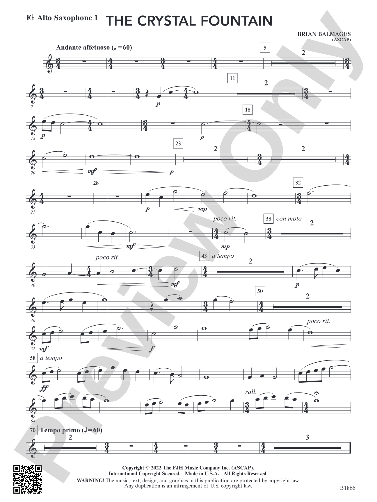 The Crystal Fountain: E-flat Alto Saxophone 1