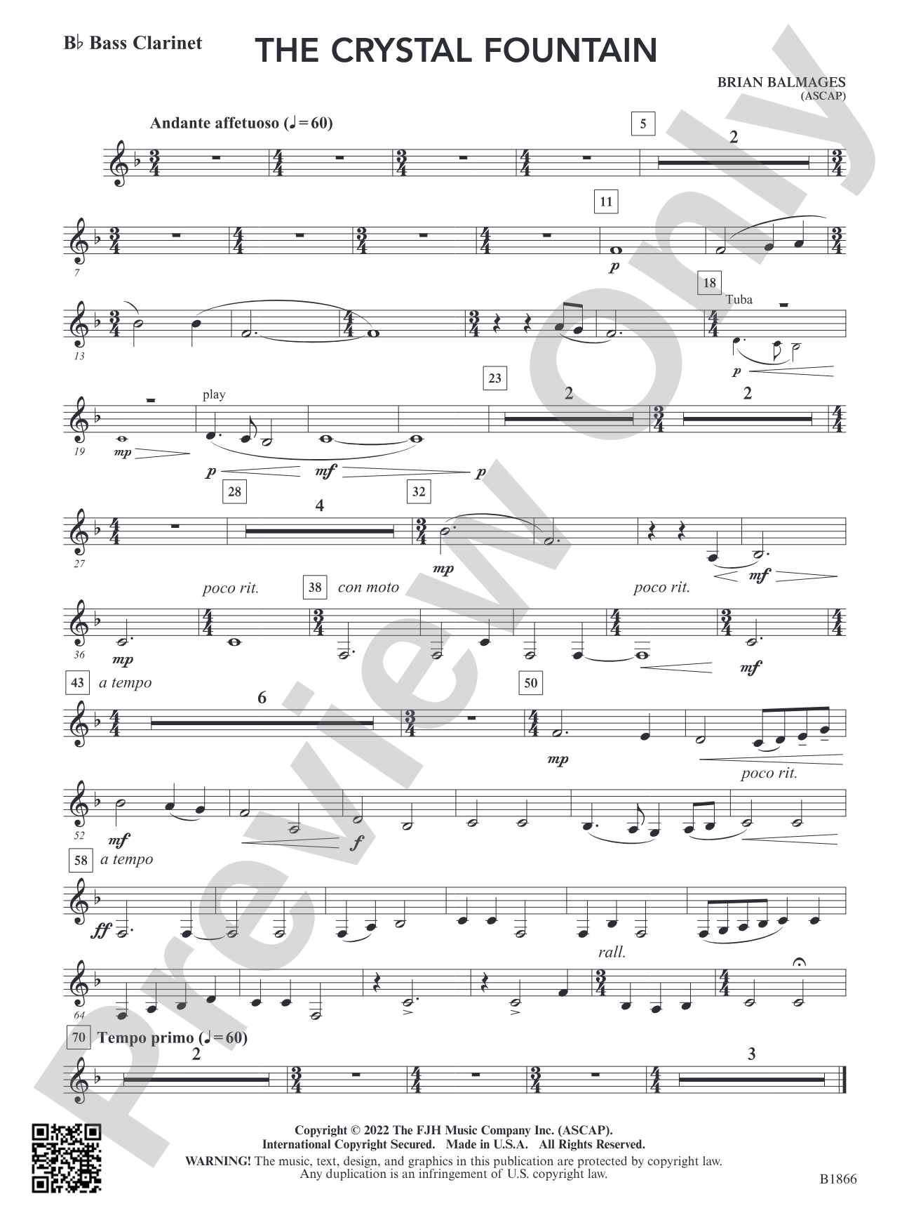 The Crystal Fountain: B-flat Bass Clarinet