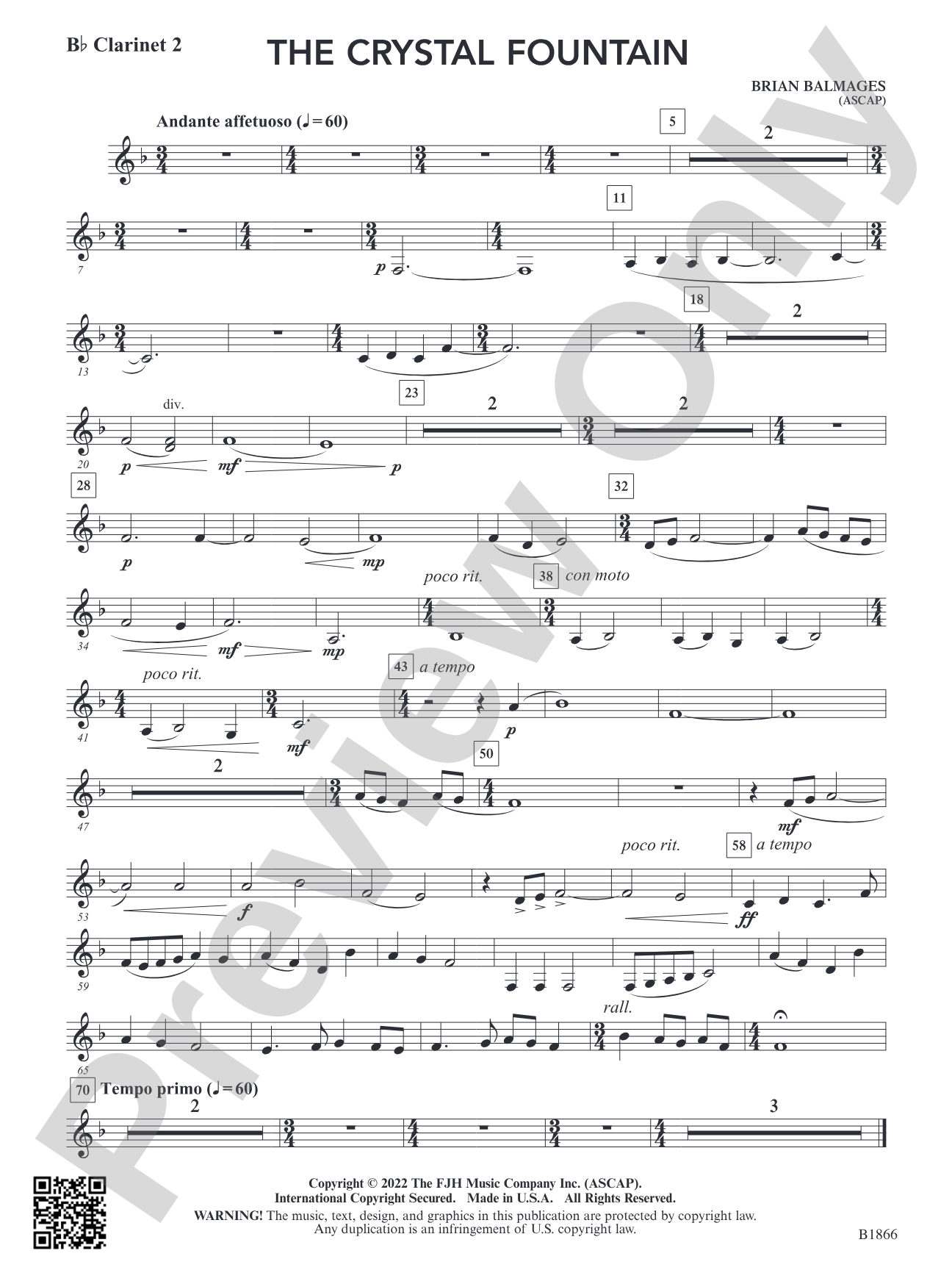 The Crystal Fountain: B-flat Clarinet 2