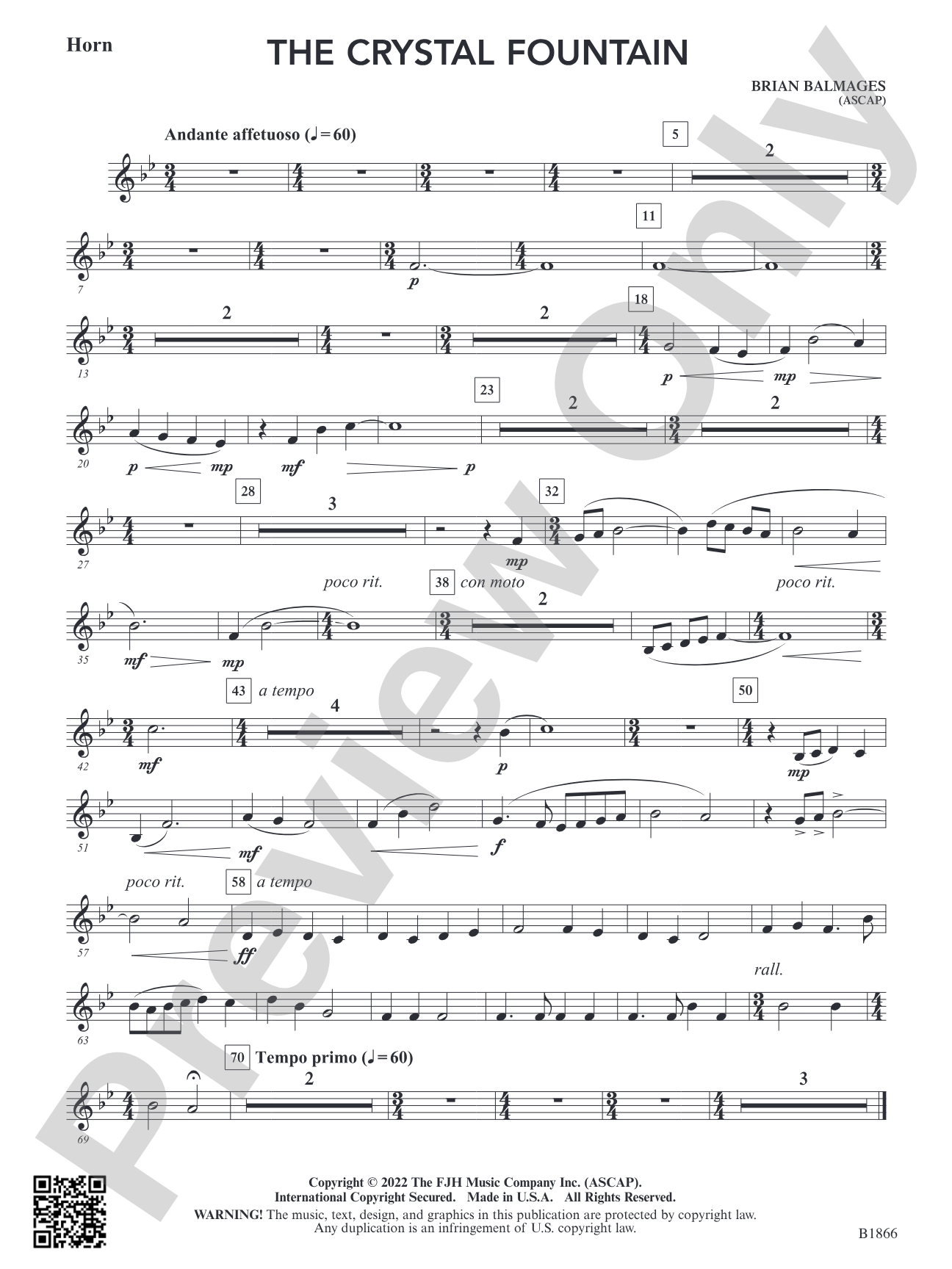 The Crystal Fountain: F Horn