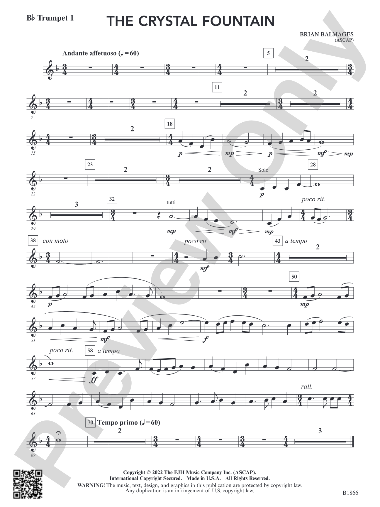 The Crystal Fountain: B-flat Trumpet 1
