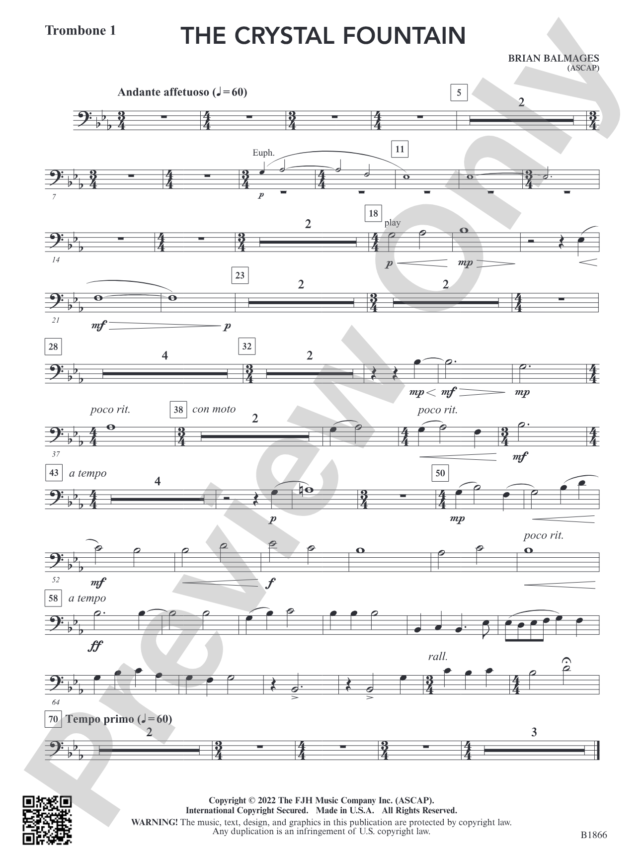 The Crystal Fountain: Trombone 1