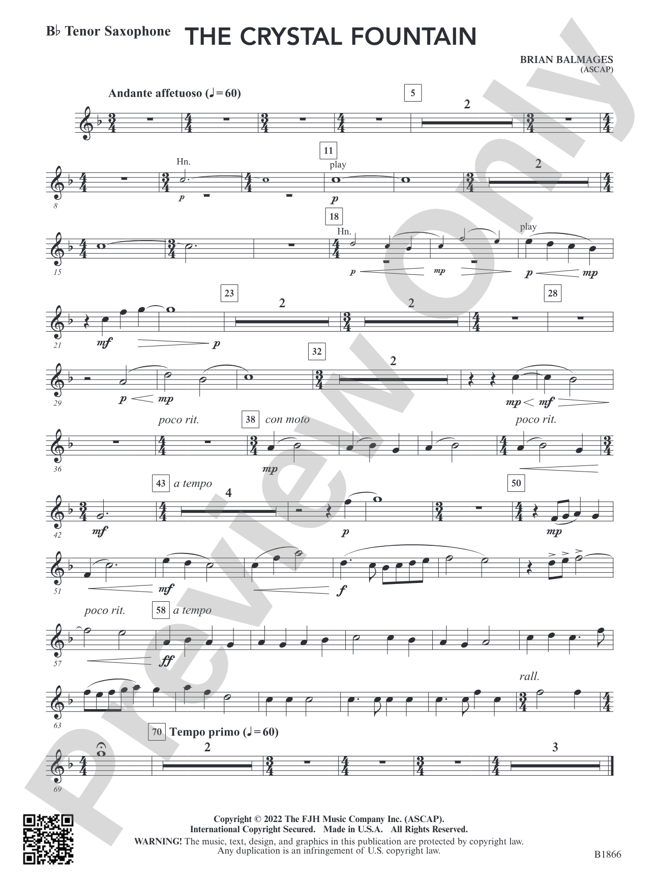 The Crystal Fountain: B-flat Tenor Saxophone