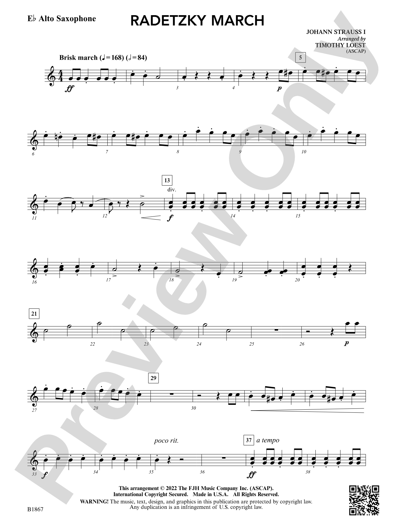 Radetzky March: E-flat Alto Saxophone
