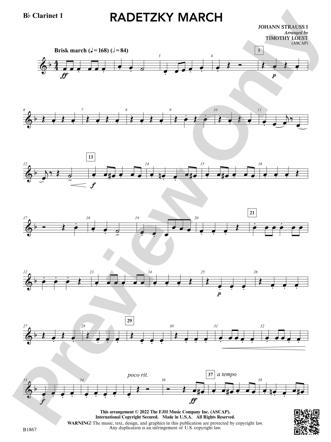 Radetzky March: B-flat Clarinet 1