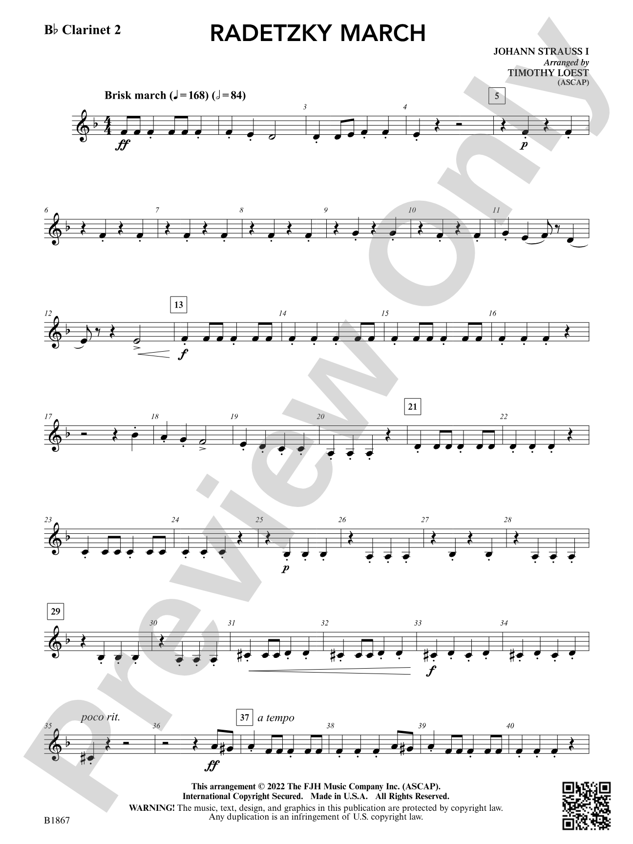 Radetzky March: B-flat Clarinet 2