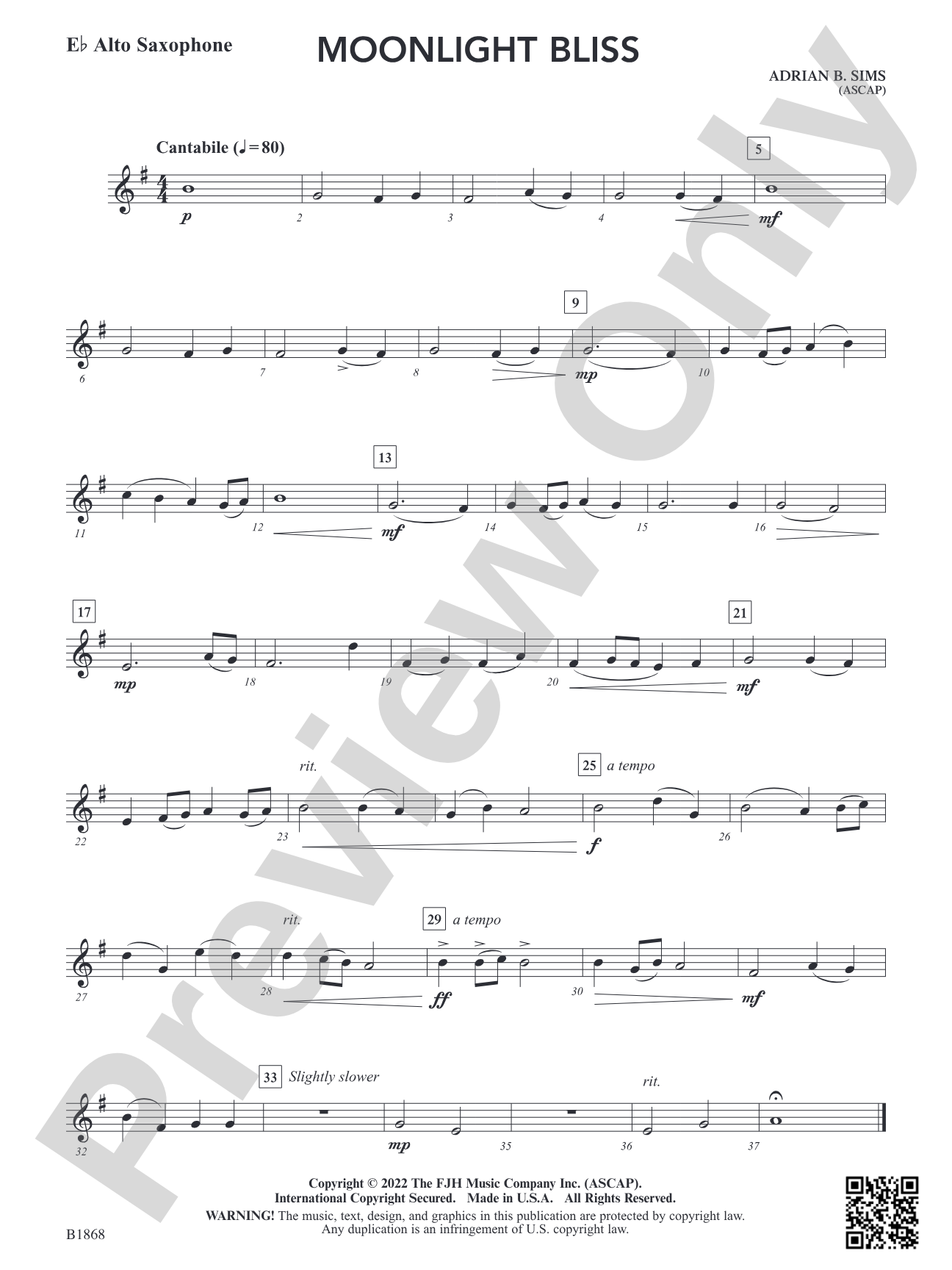 Moonlight Bliss: E-flat Alto Saxophone