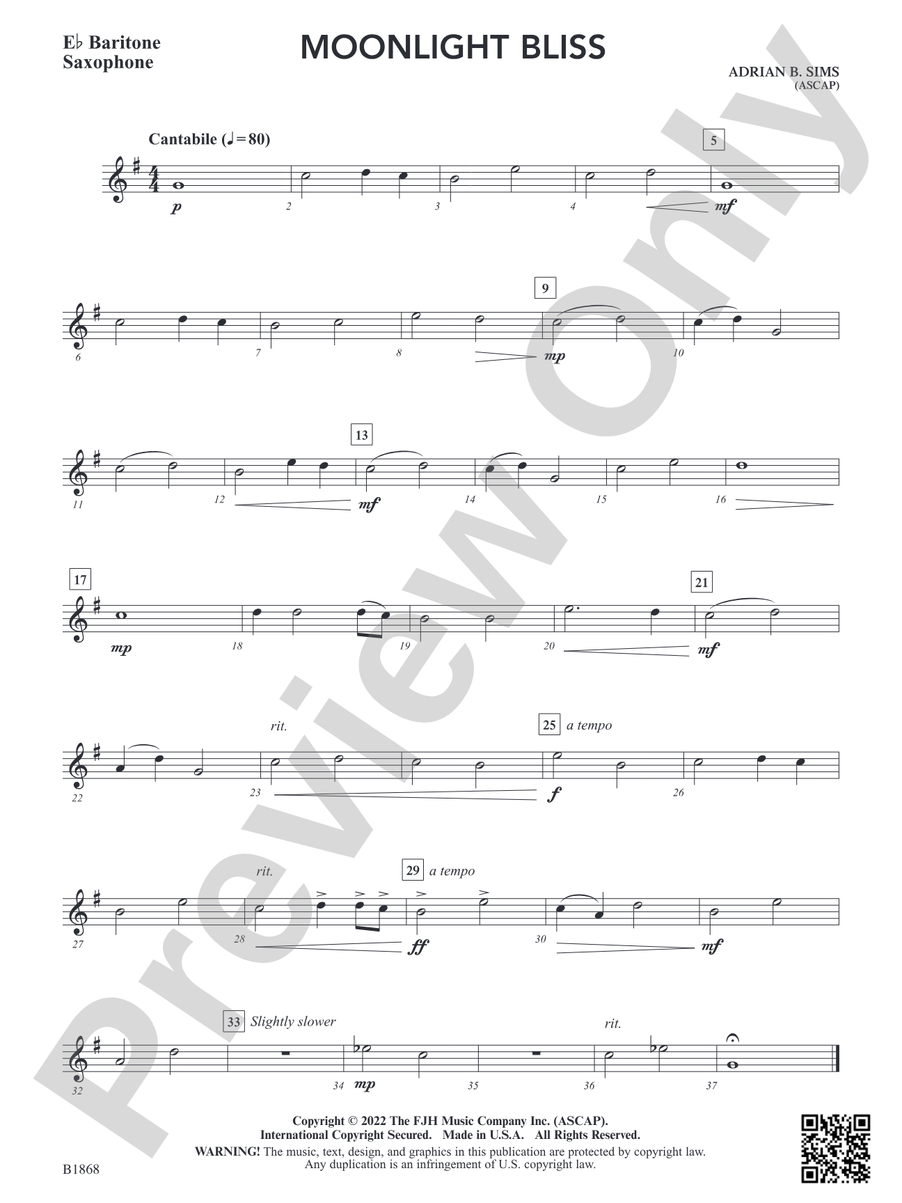 Moonlight Bliss: E-flat Baritone Saxophone