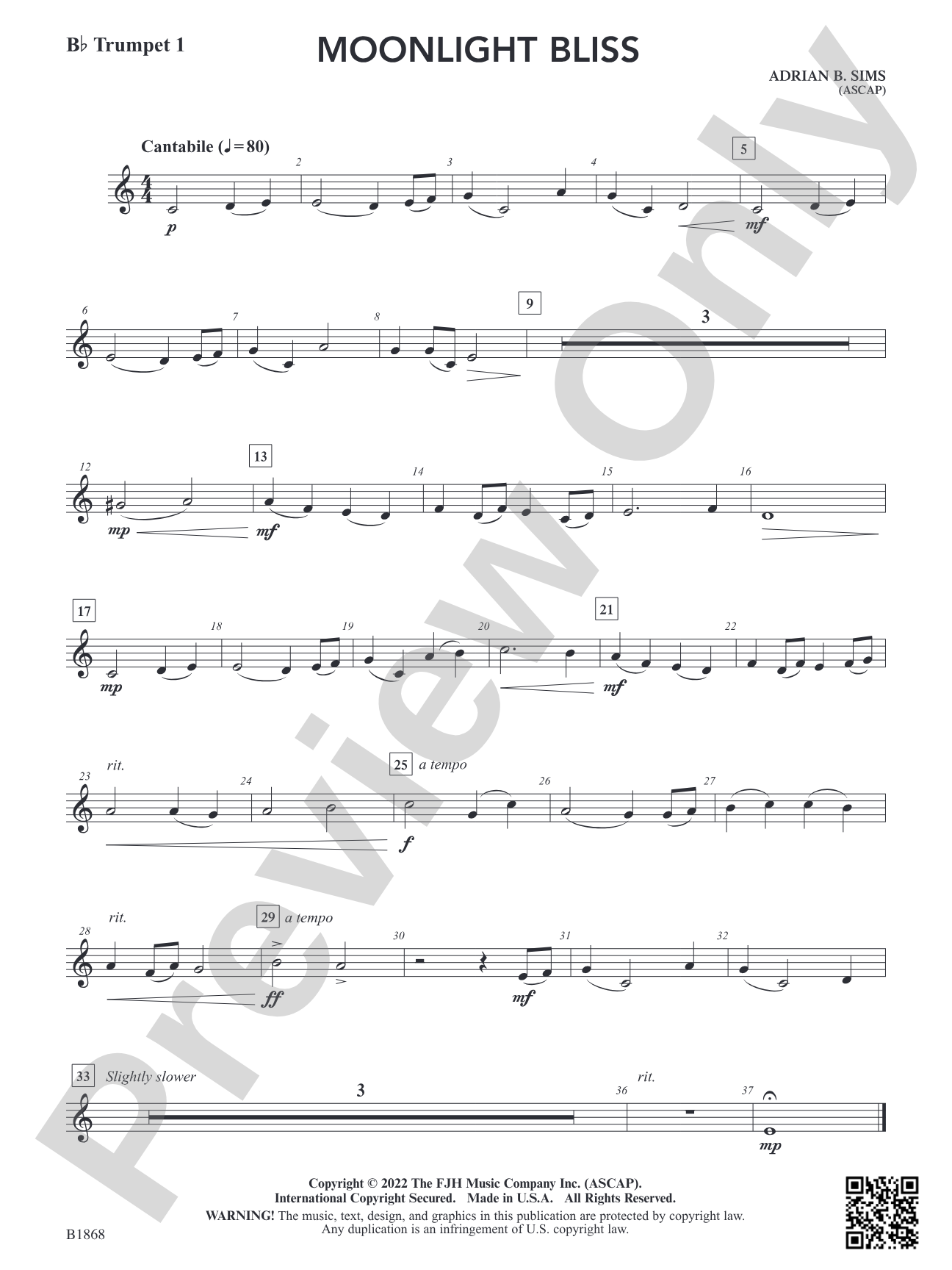 Moonlight Bliss: B-flat Trumpet 1