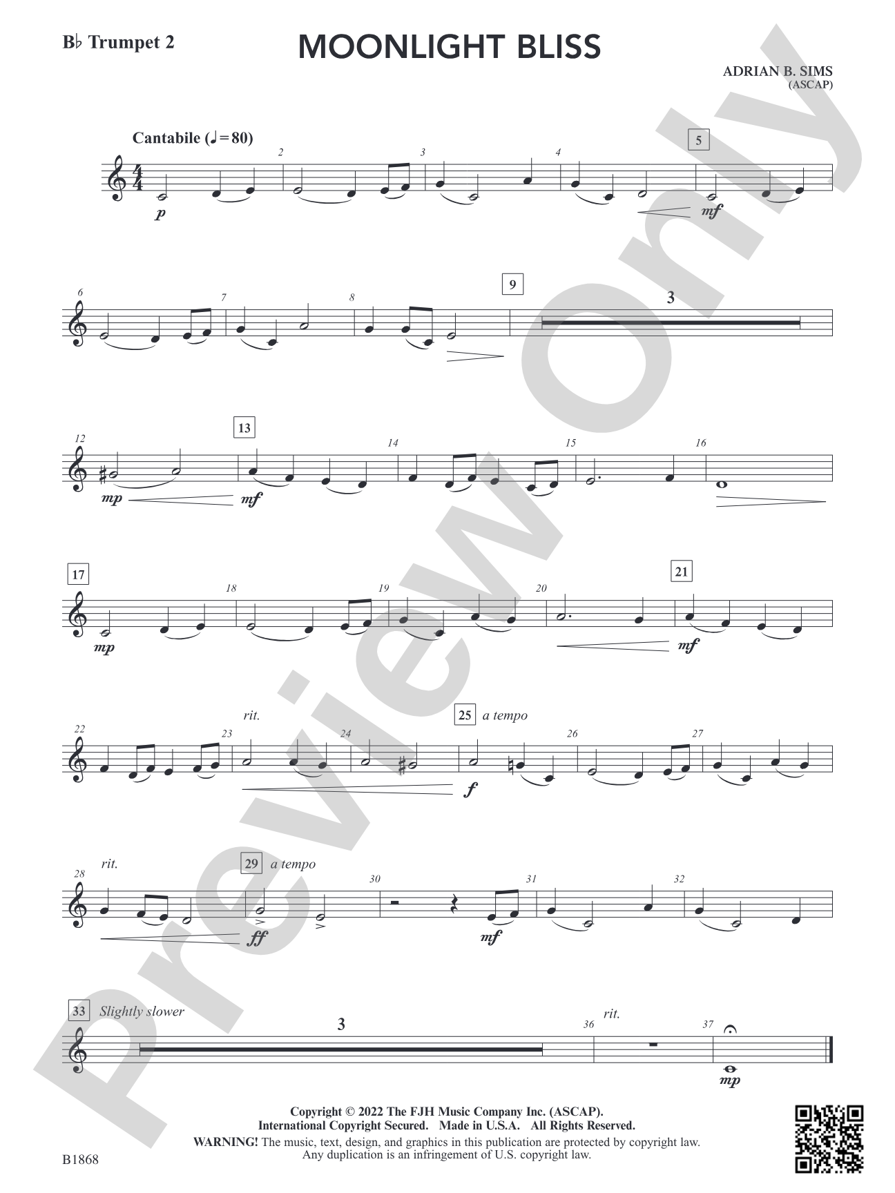 Moonlight Bliss: B-flat Trumpet 2