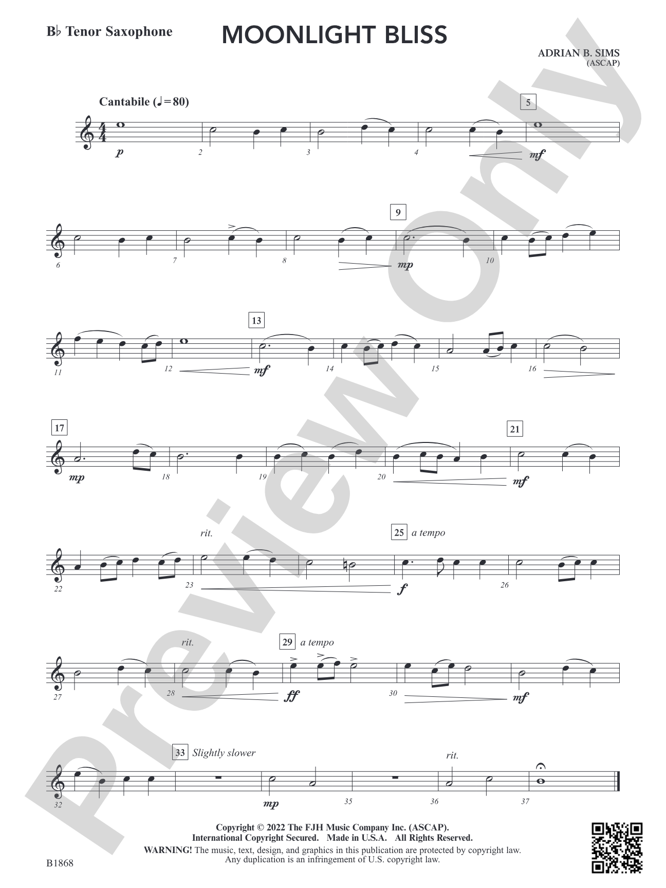 Moonlight Bliss: B-flat Tenor Saxophone