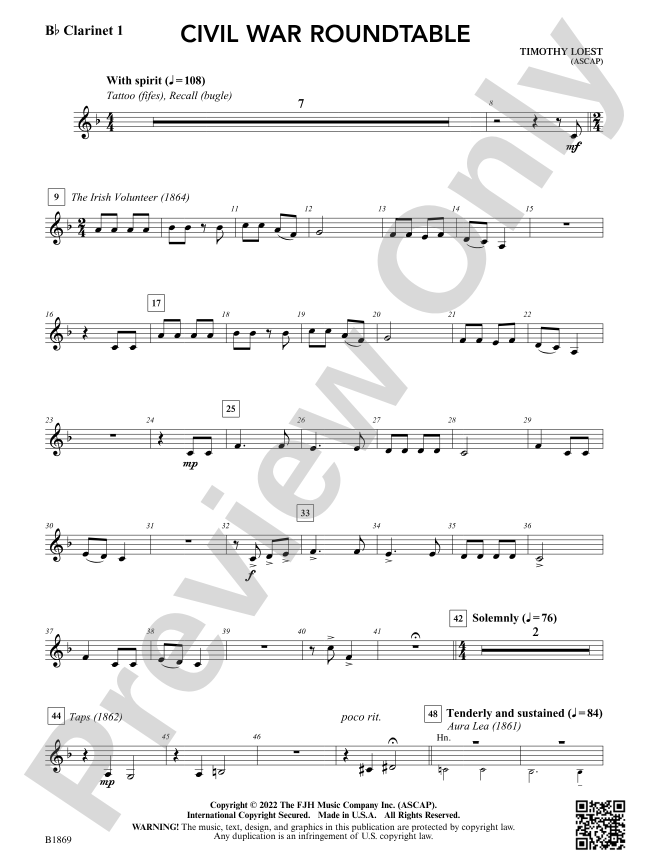 Civil War Roundtable: B-flat Clarinet 1