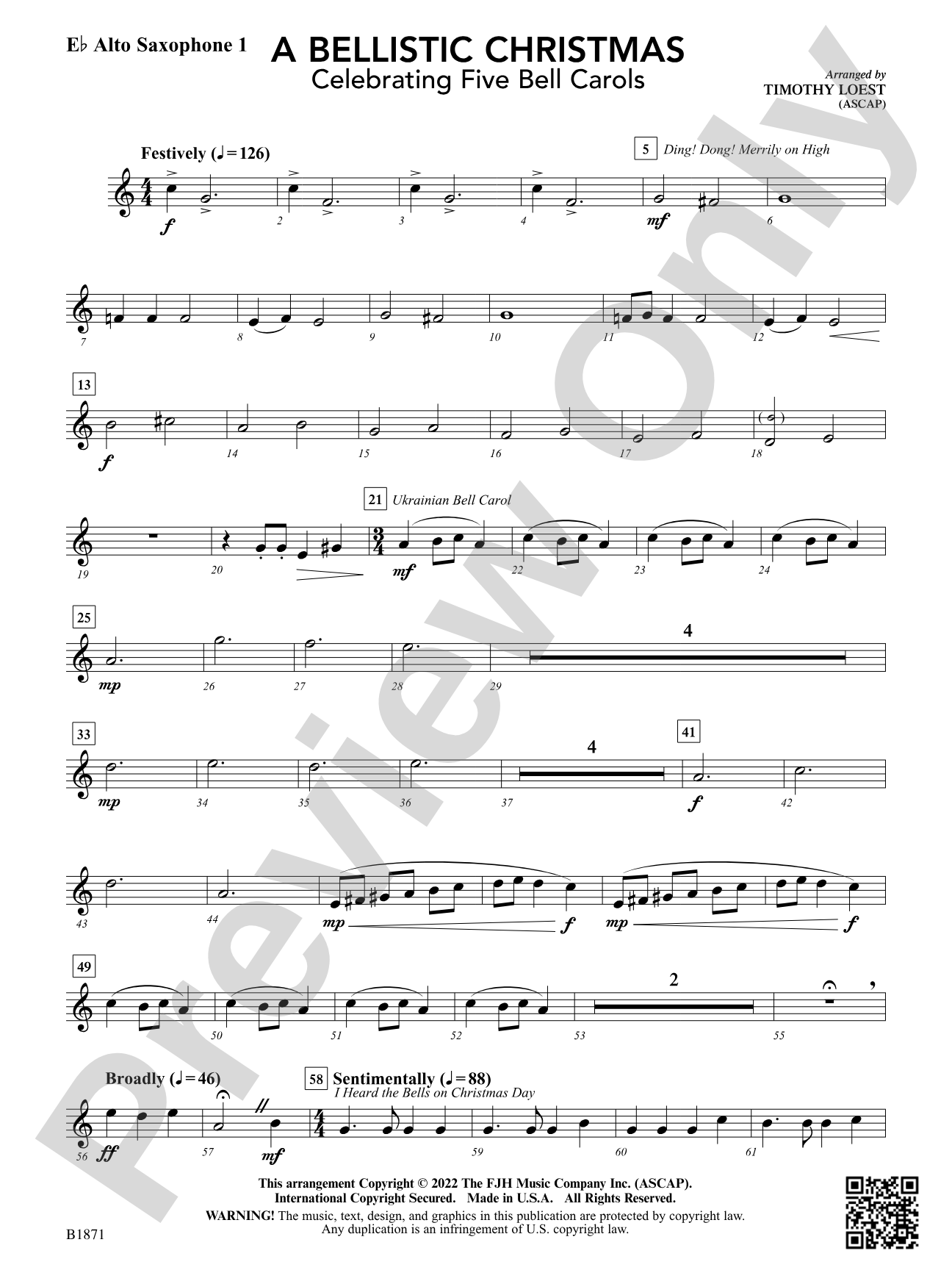 A Bellistic Christmas: E-flat Alto Saxophone 1
