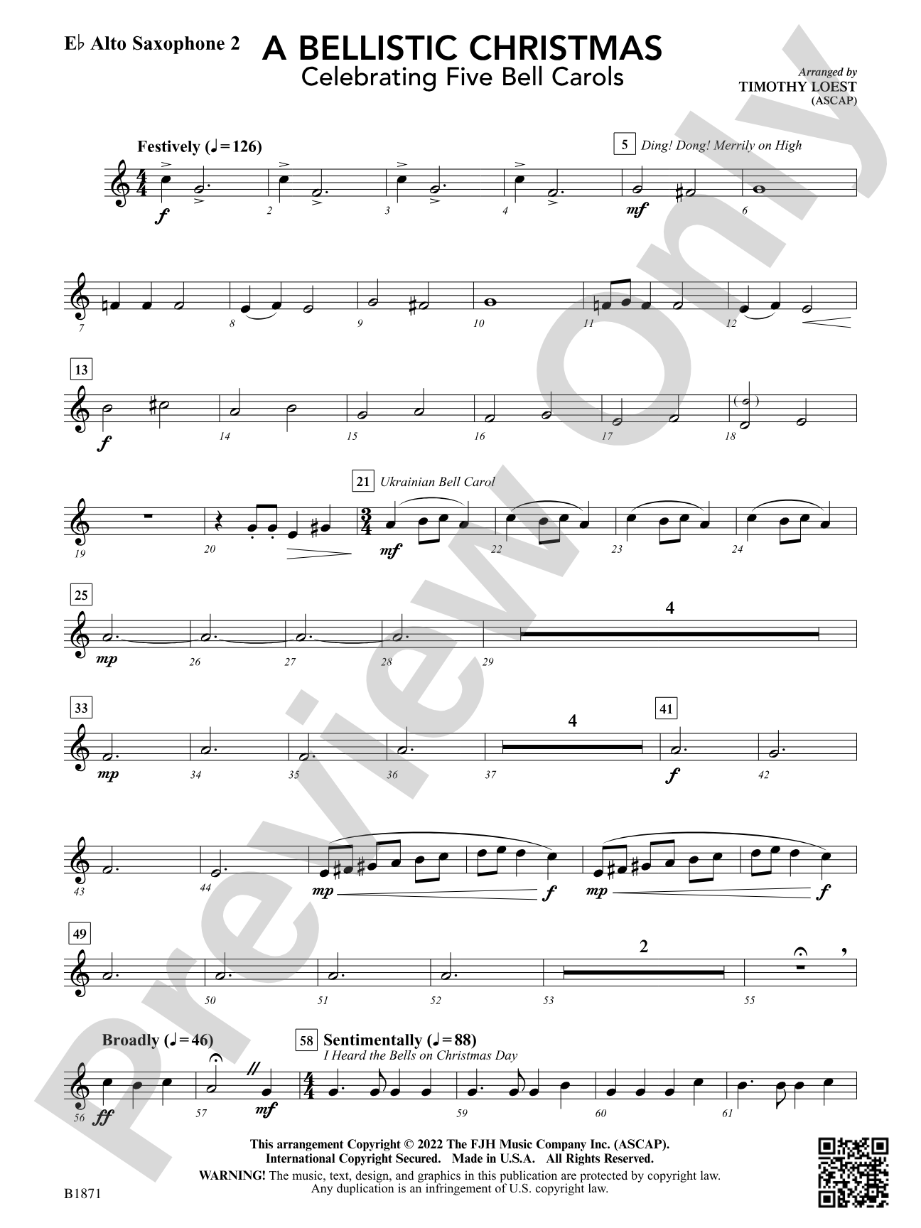 A Bellistic Christmas: E-flat Alto Saxophone 2