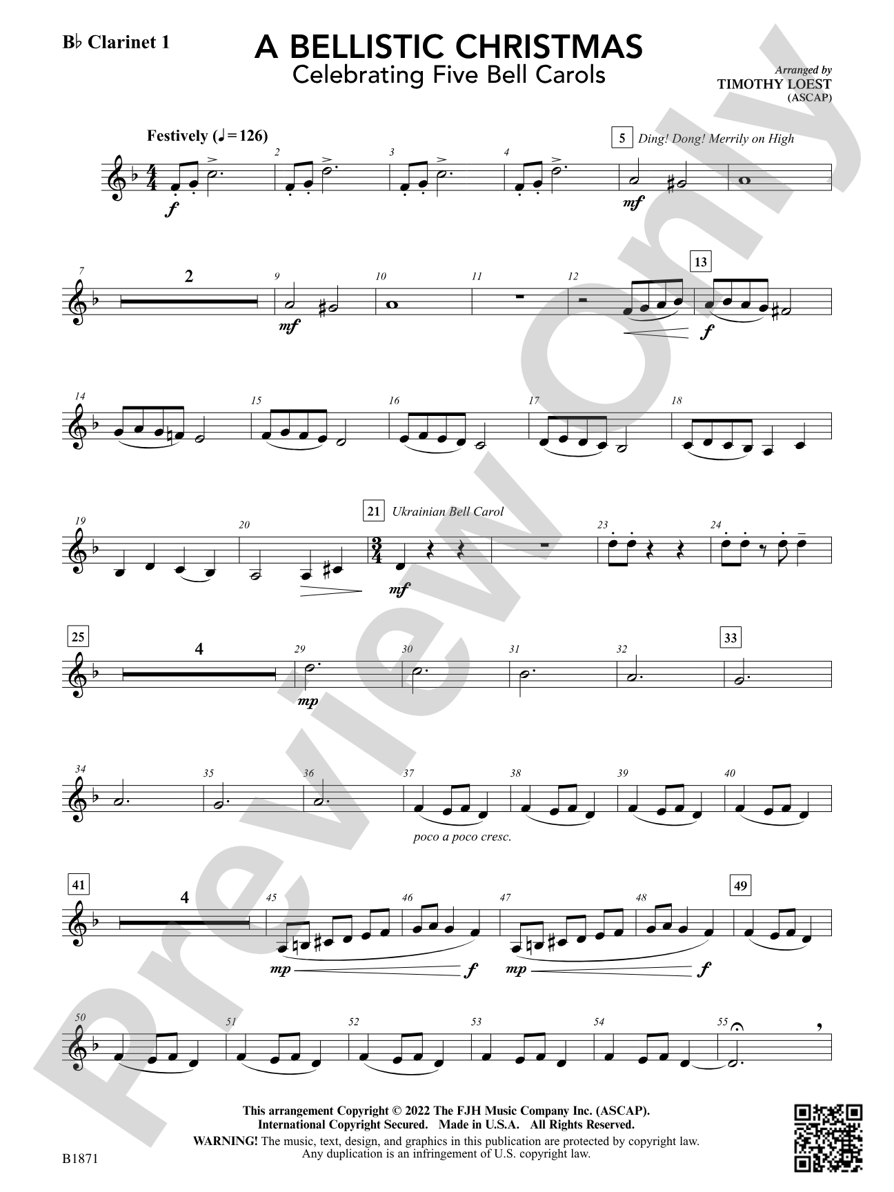 A Bellistic Christmas: B-flat Clarinet 1