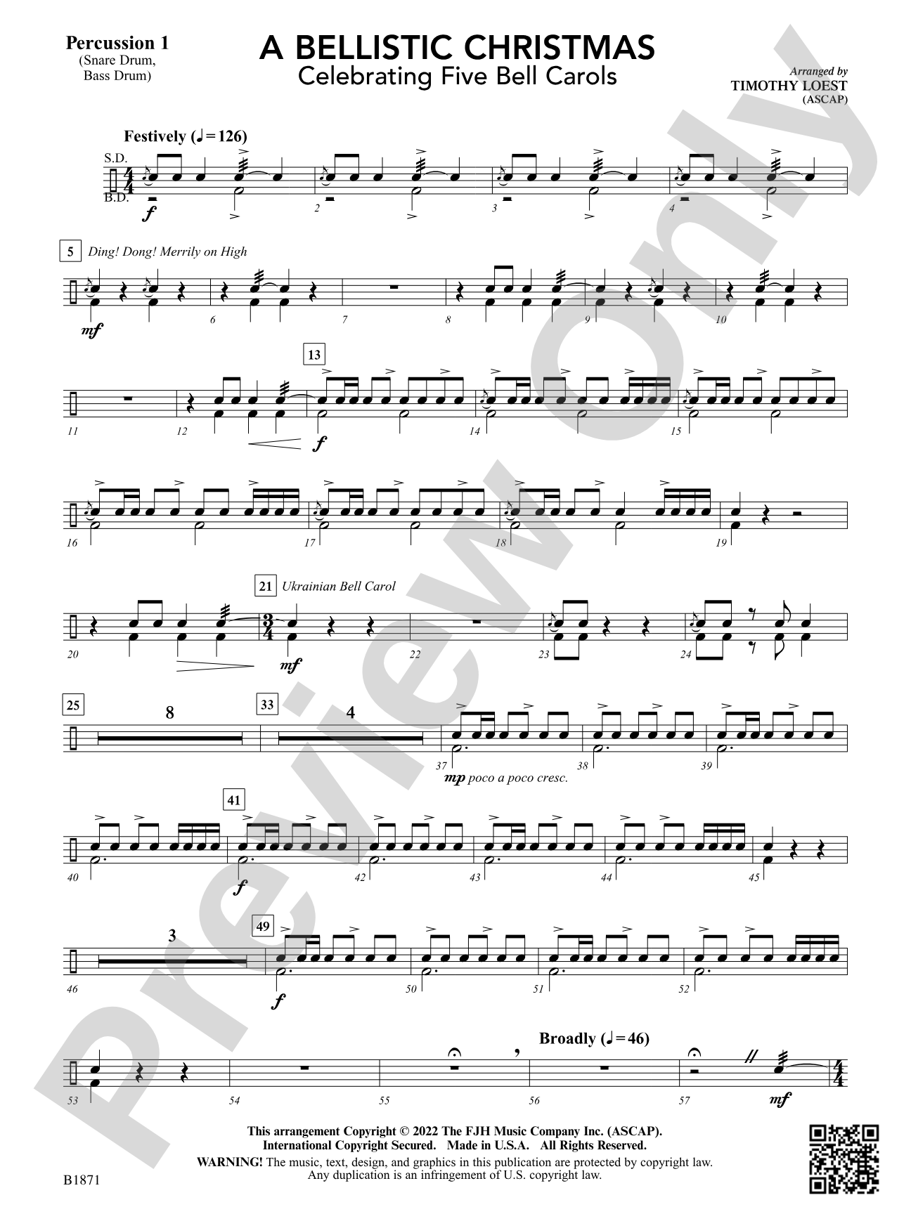 A Bellistic Christmas: Percussion 1