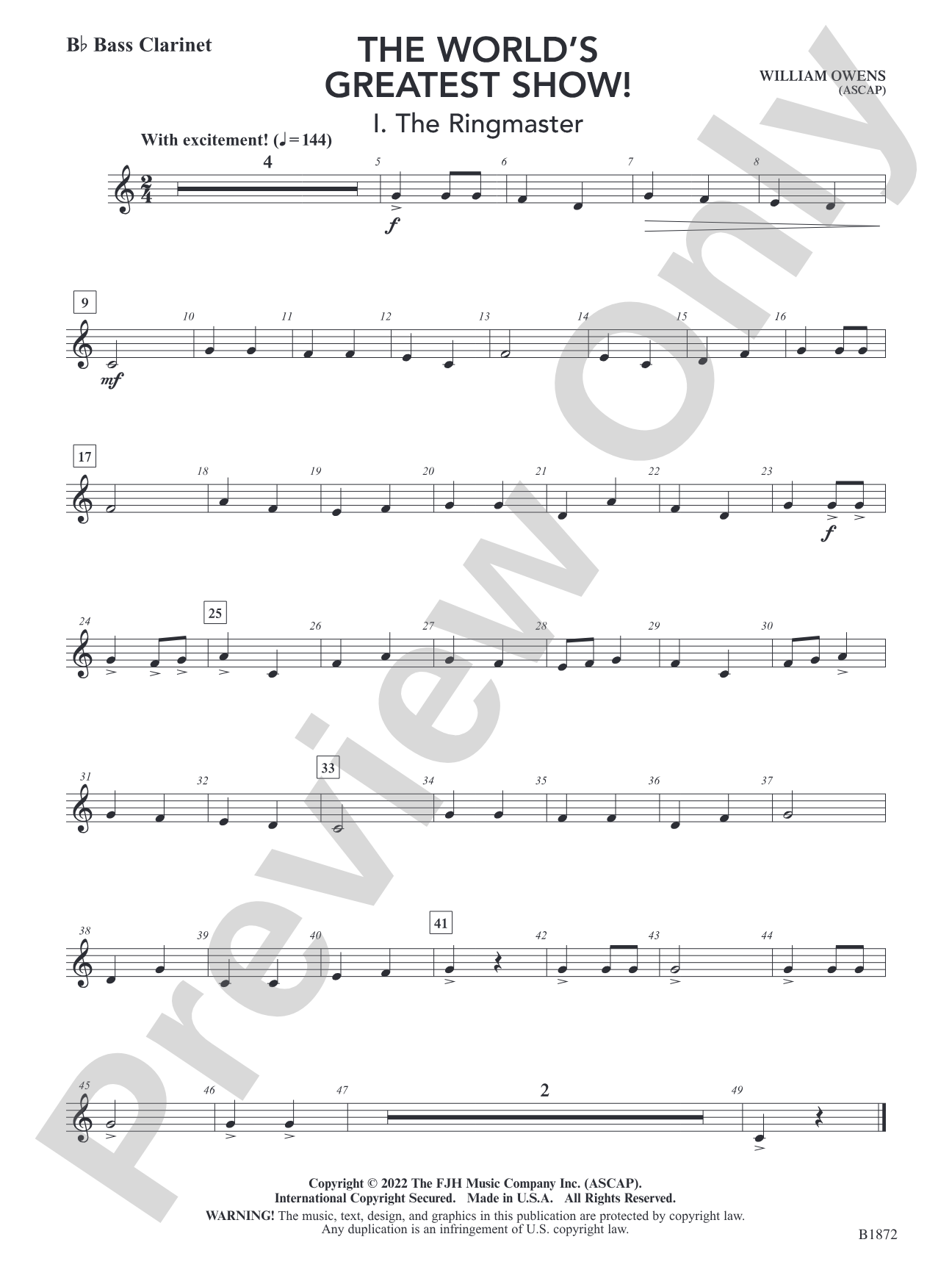 The World's Greatest Show!: B-flat Bass Clarinet