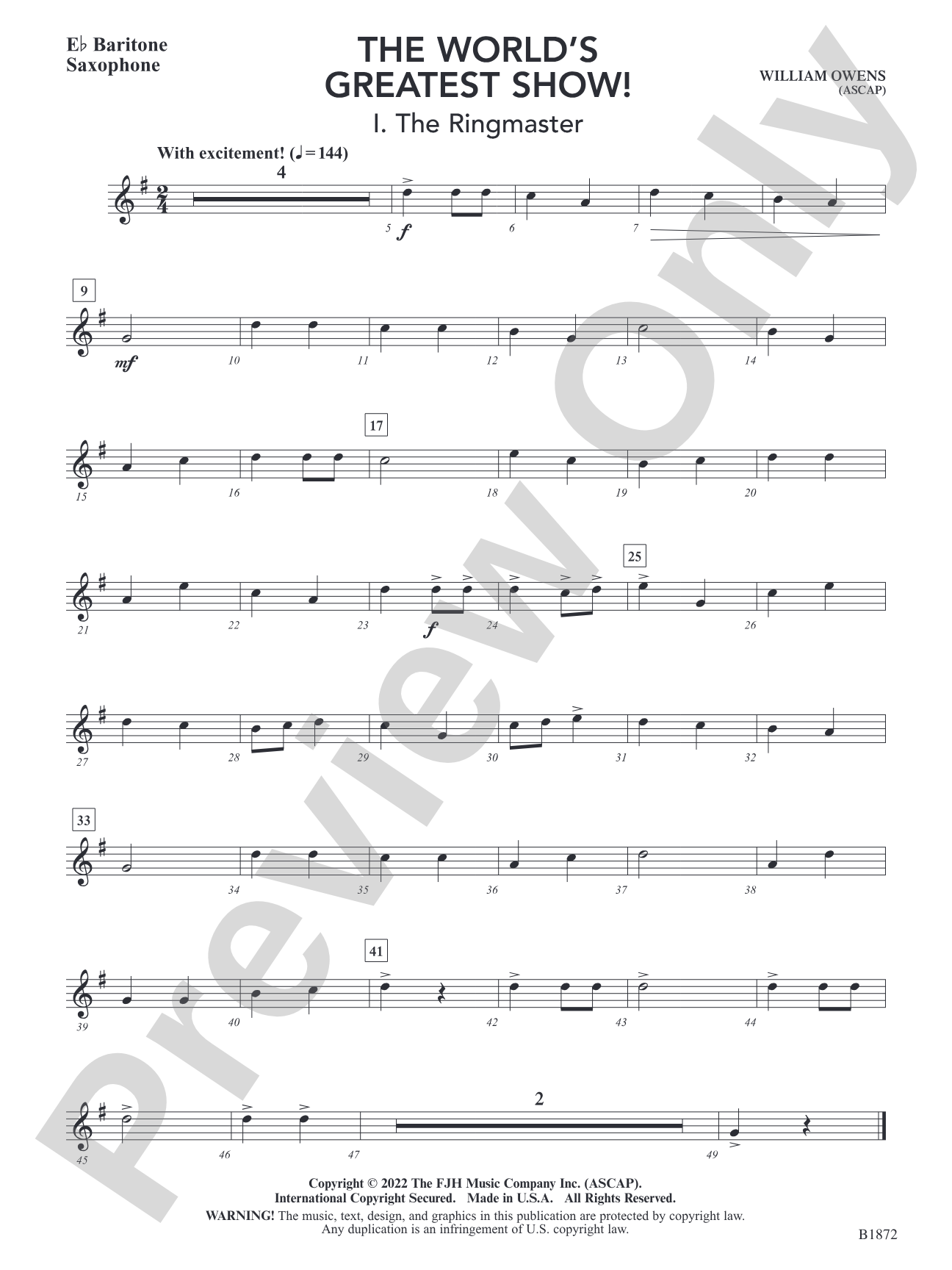 The World's Greatest Show!: E-flat Baritone Saxophone