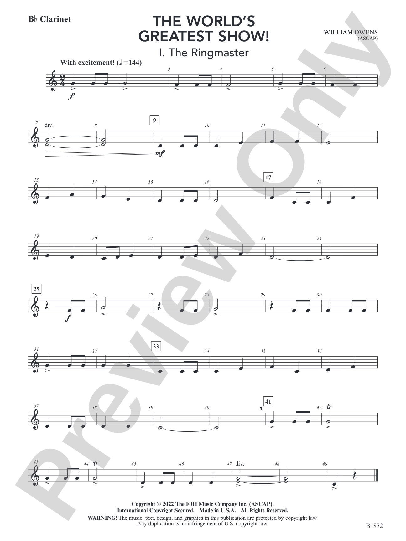 The World's Greatest Show!: B-flat Clarinet