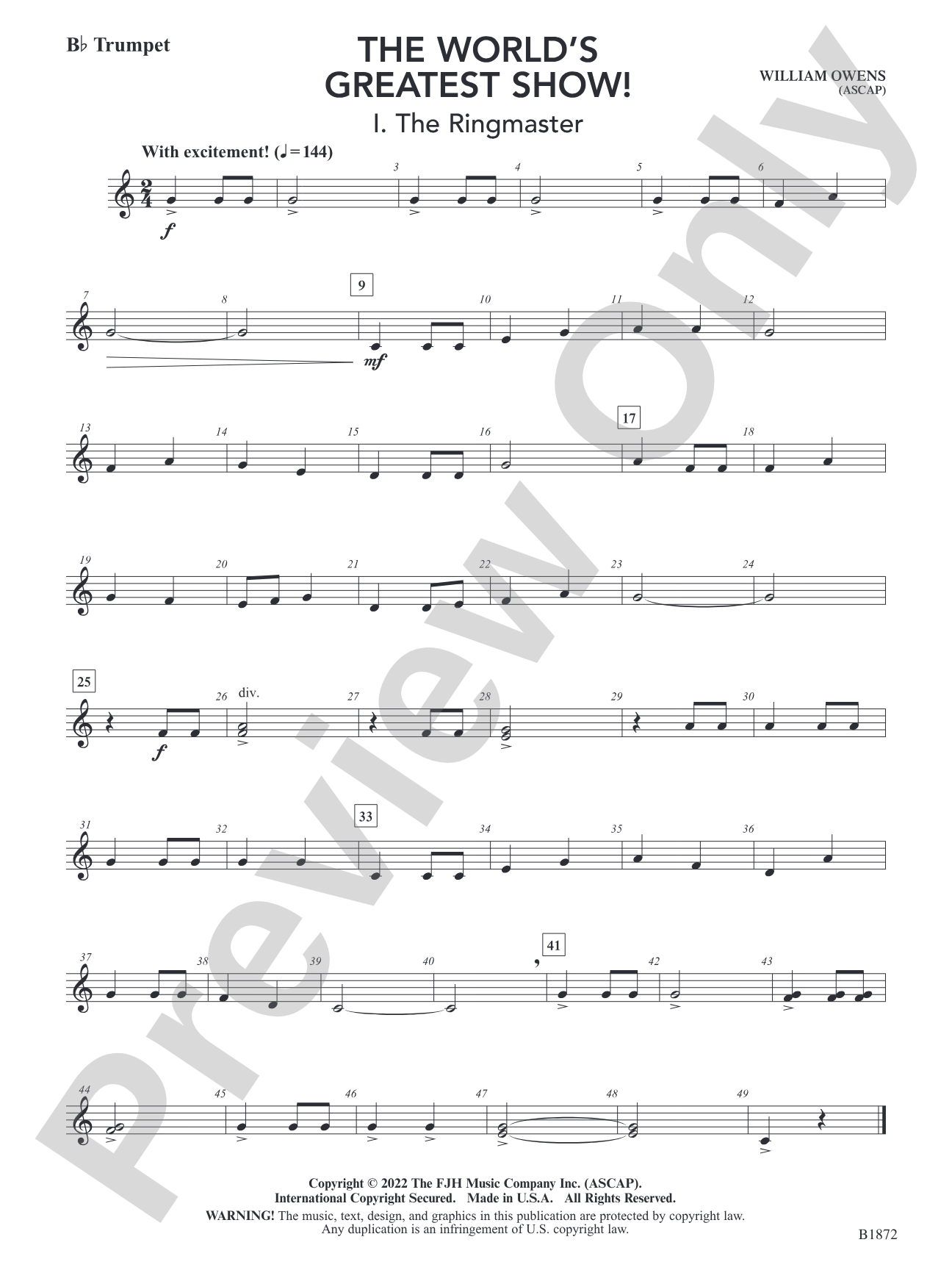 The World's Greatest Show!: B-flat Trumpet