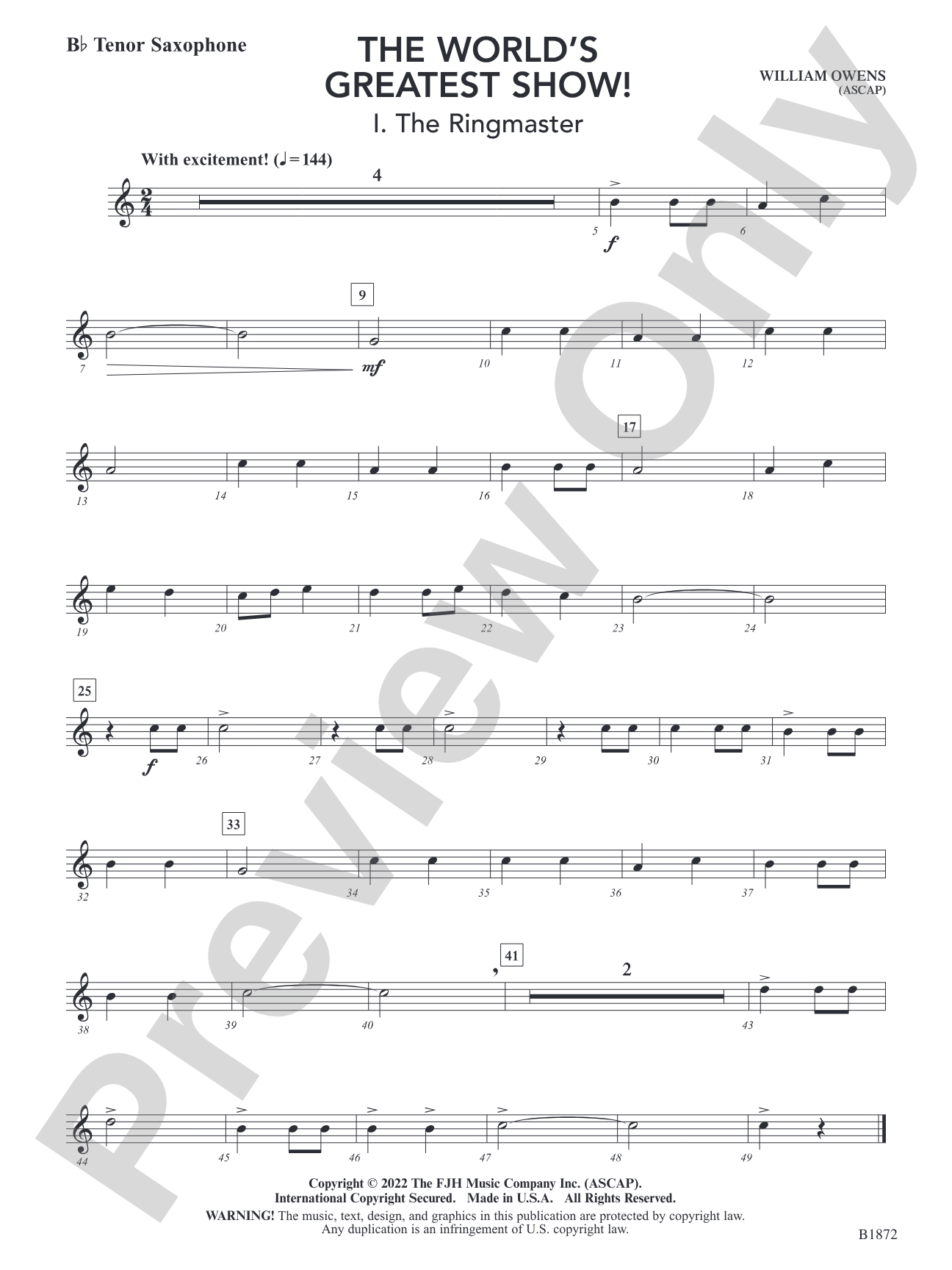 The World's Greatest Show!: B-flat Tenor Saxophone