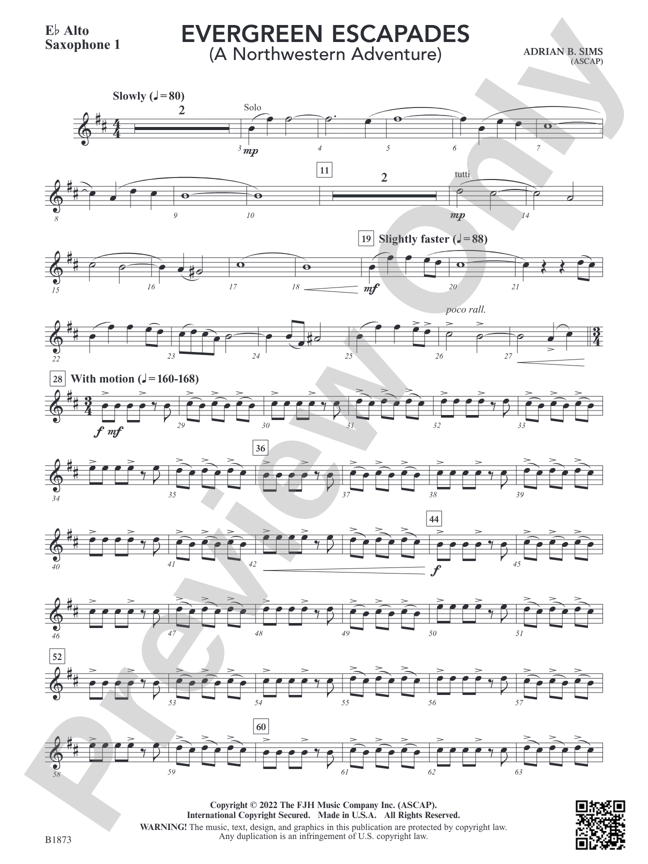 Evergreen Escapades: E-flat Alto Saxophone 1