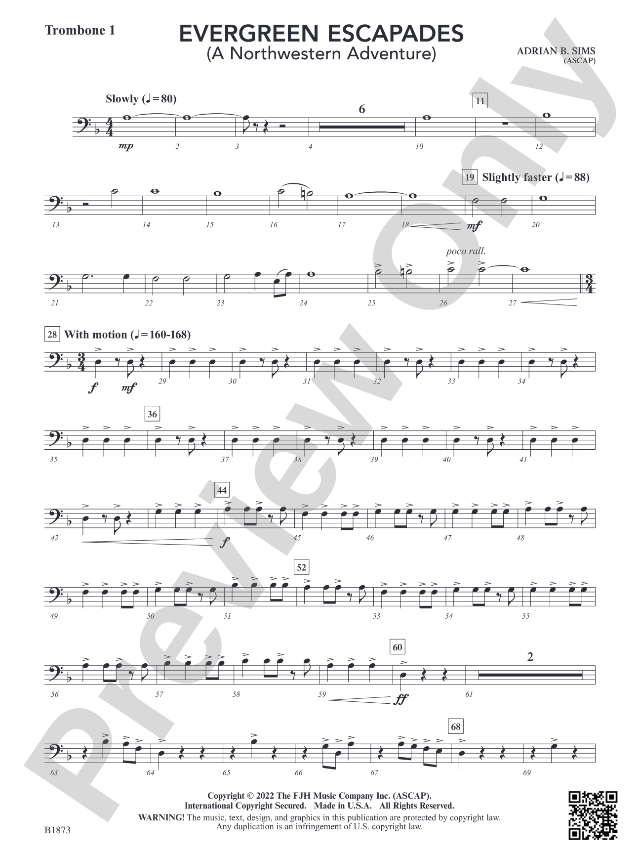 Evergreen Escapades: Trombone 1