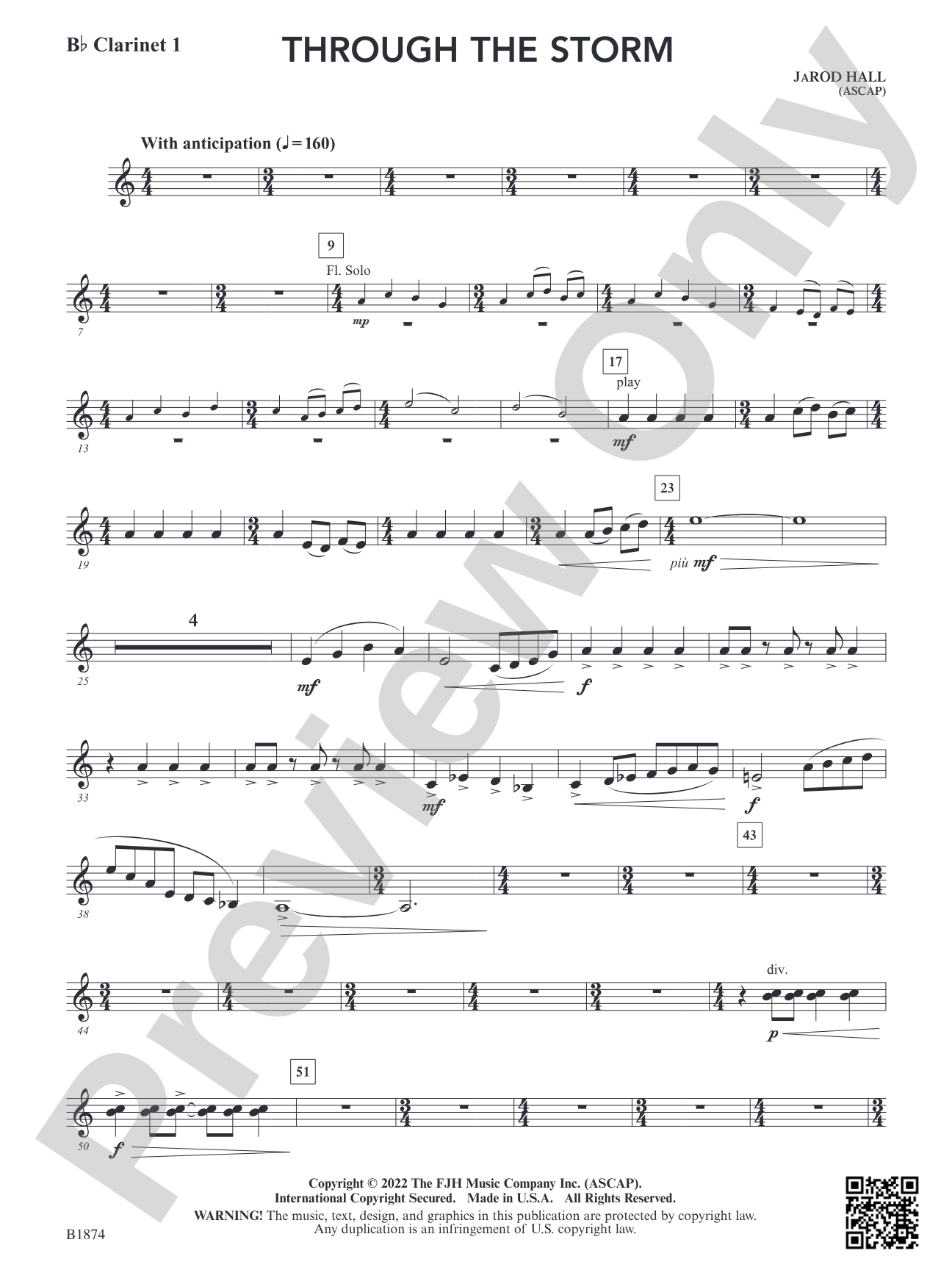 Through the Storm: B-flat Clarinet 1