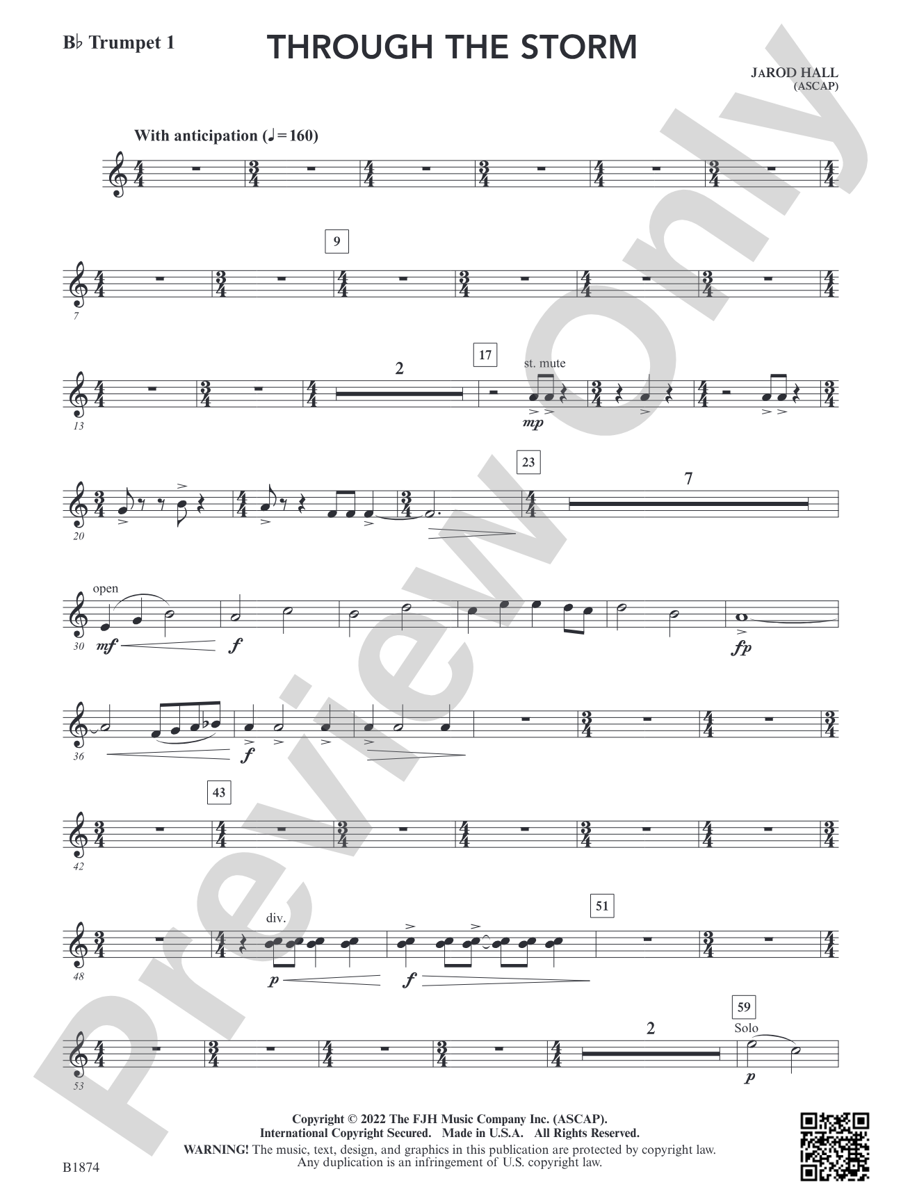 Through the Storm: B-flat Trumpet 1