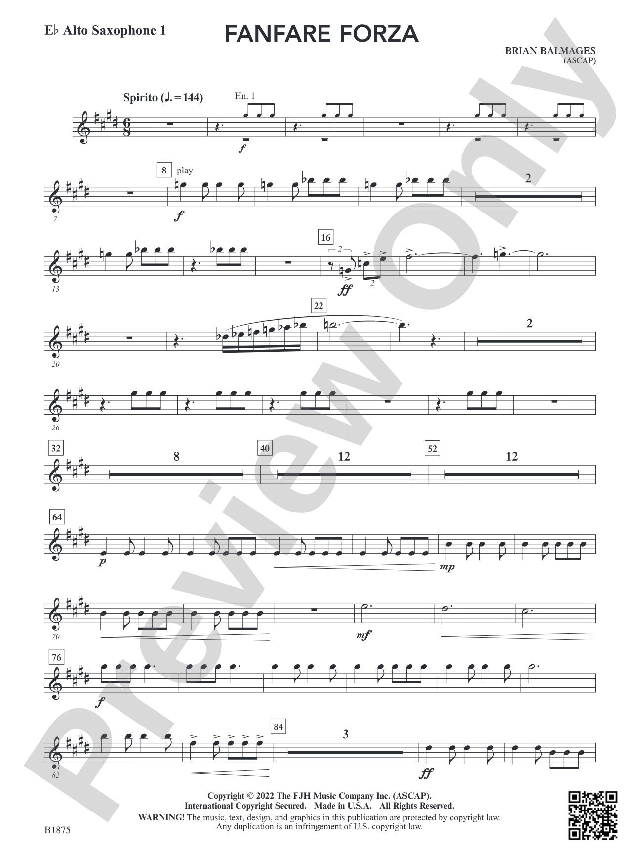 Fanfare Forza: E-flat Alto Saxophone 1