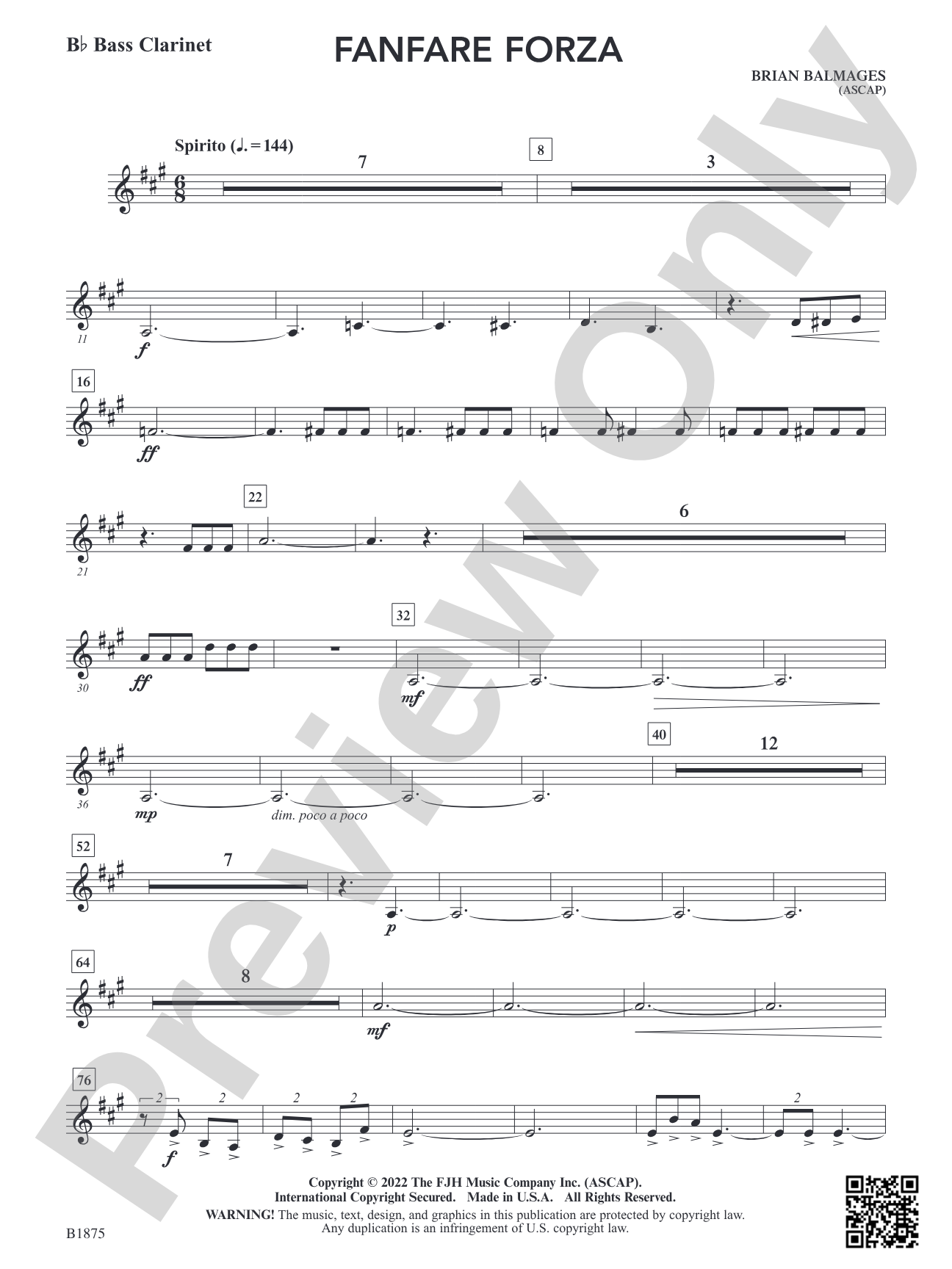 Fanfare Forza: B-flat Bass Clarinet