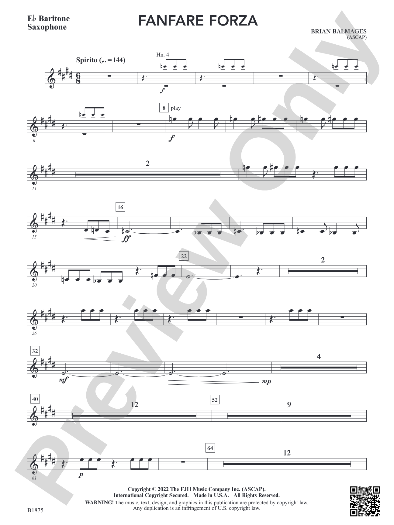 Fanfare Forza: E-flat Baritone Saxophone