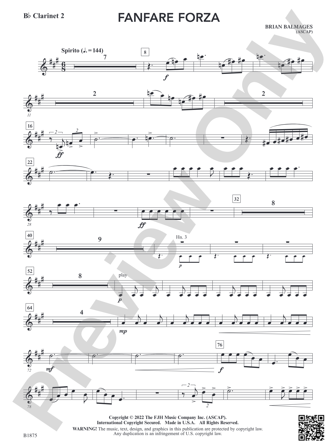 Fanfare Forza: B-flat Clarinet 2